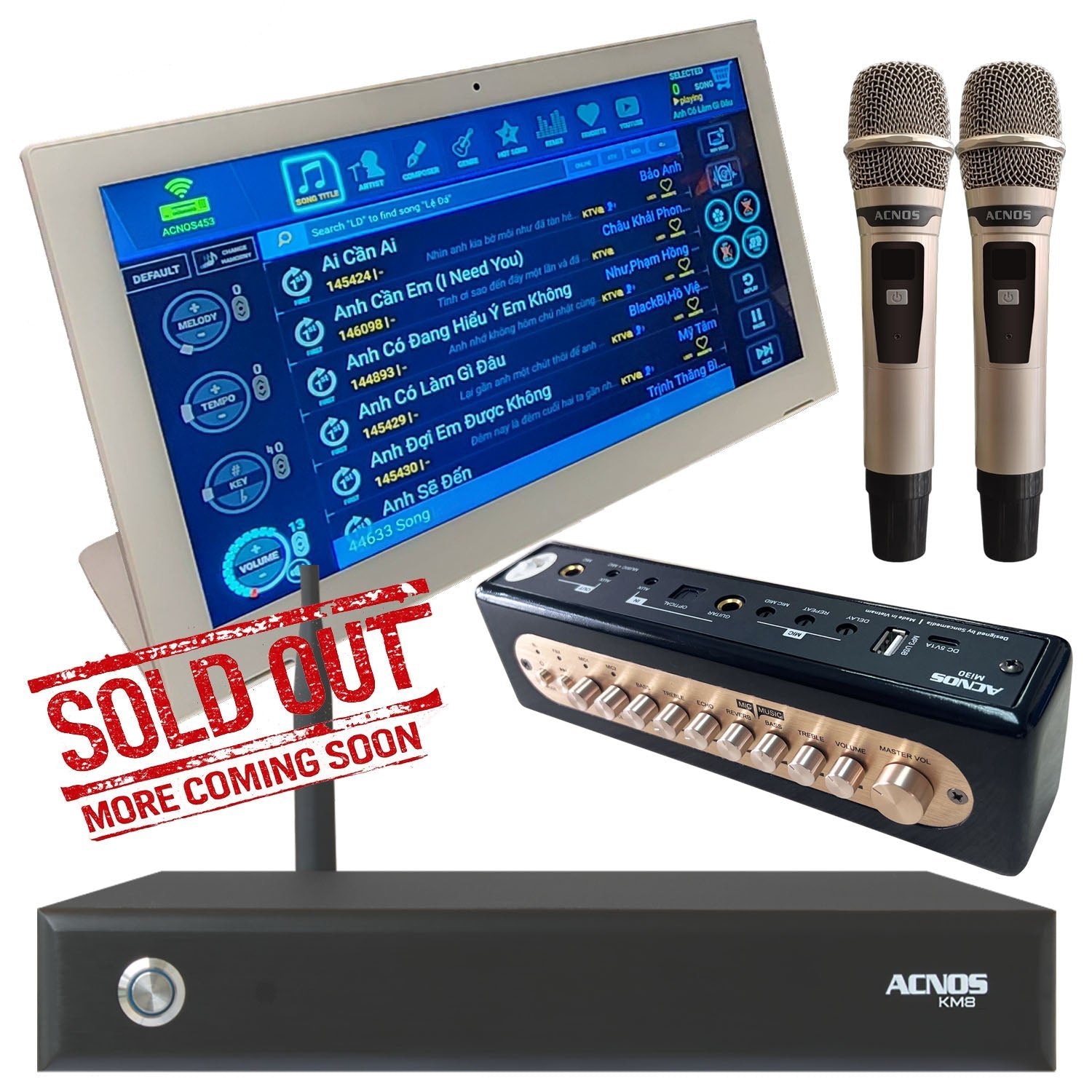 ACNOS KM - 8 + KTV Touch Screen + Mi - 30s Mixer (Mics) (Package Deal) - Karaoke Home Entertainment