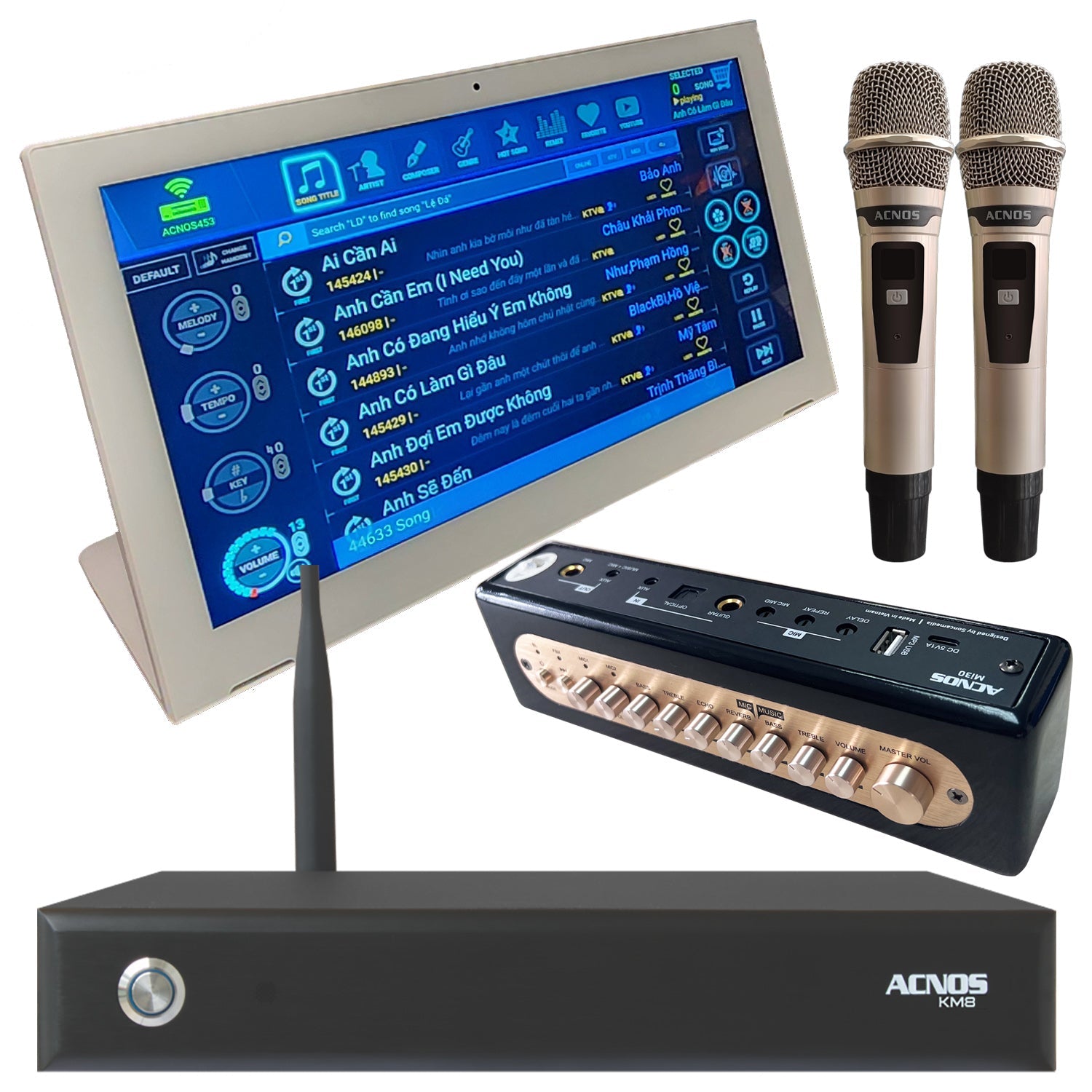 ACNOS KM - 8 + KTV Touch Screen + Mi - 30s Mixer (Mics) (Package Deal) - Karaoke Home Entertainment