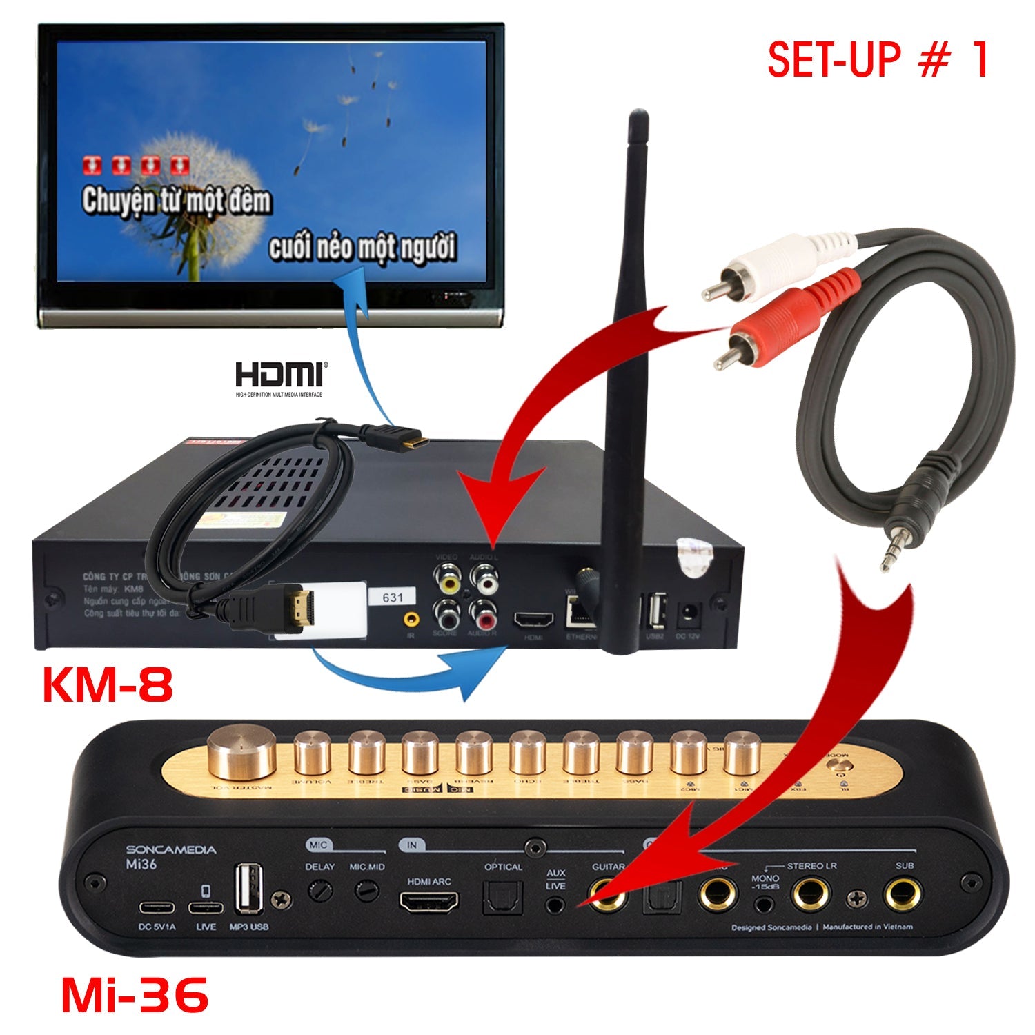 ACNOS KM - 8 + KTV Touch Screen + Mi - 36 Mixer (Mics) (Package Deal) - Karaoke Home Entertainment