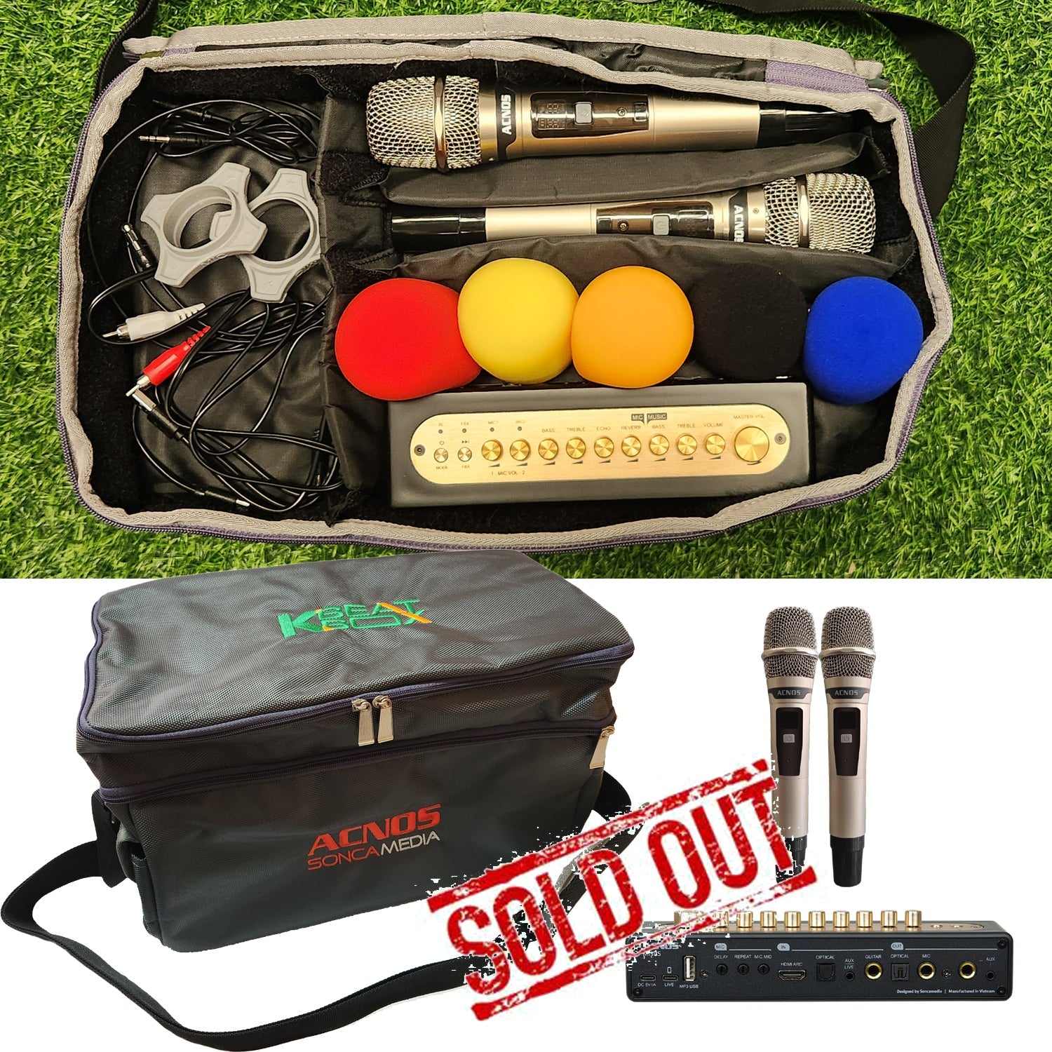 ACNOS Mi - 30s (V2.0) Karaoke Mixer – Dual UHF Wireless Mics + Essential Accessories Bundle - Karaoke Home Entertainment