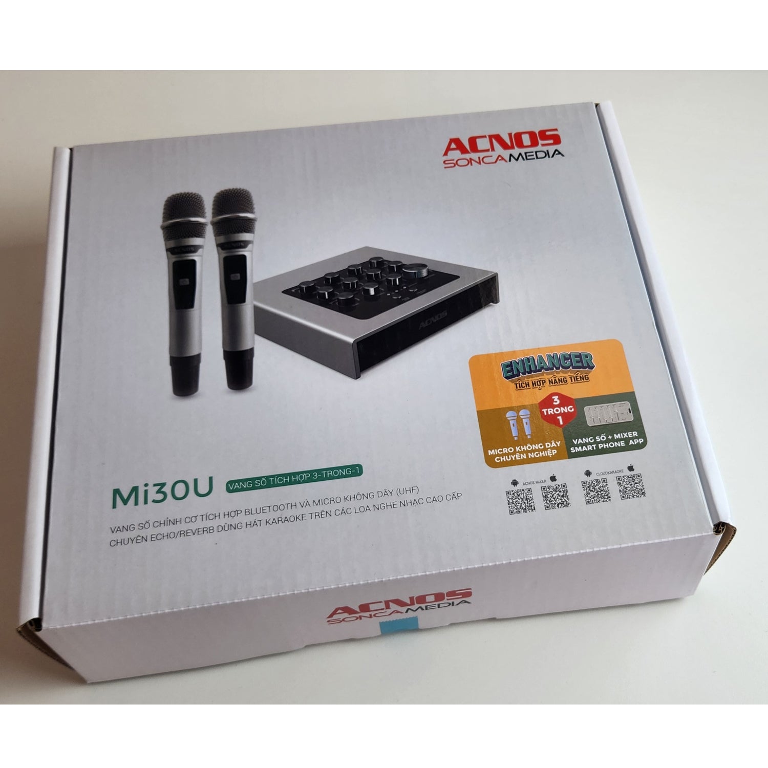 ACNOS Mi-30u (Gold) Compact Portable Karaoke Enhancer Mixer + 2 UHF Wireless Microphones + Carry Bag - Karaoke Home Entertainment