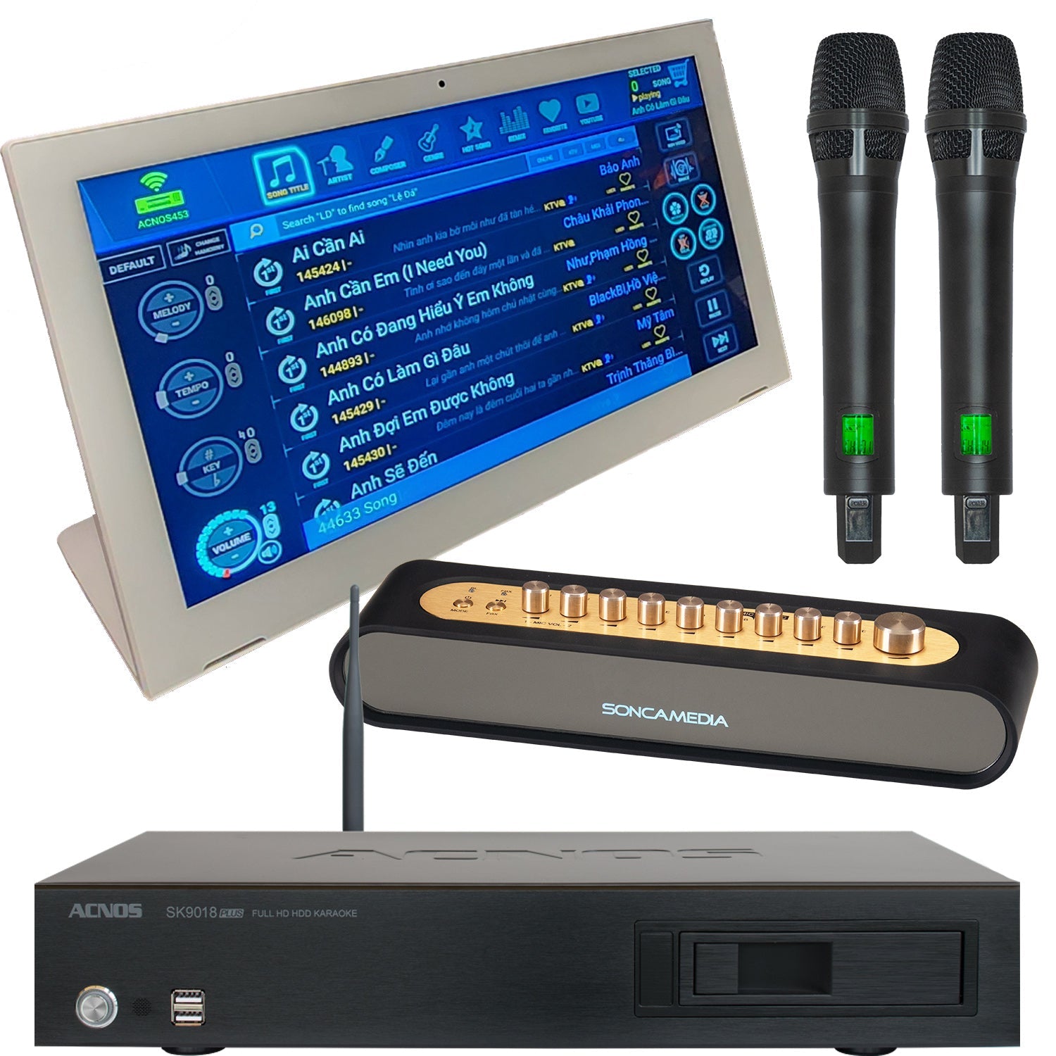 ACNOS SK9018PLUS + KTV Touch Screen + Mi - 36 Mixer (Mics) (Package Deal) - Karaoke Home Entertainment