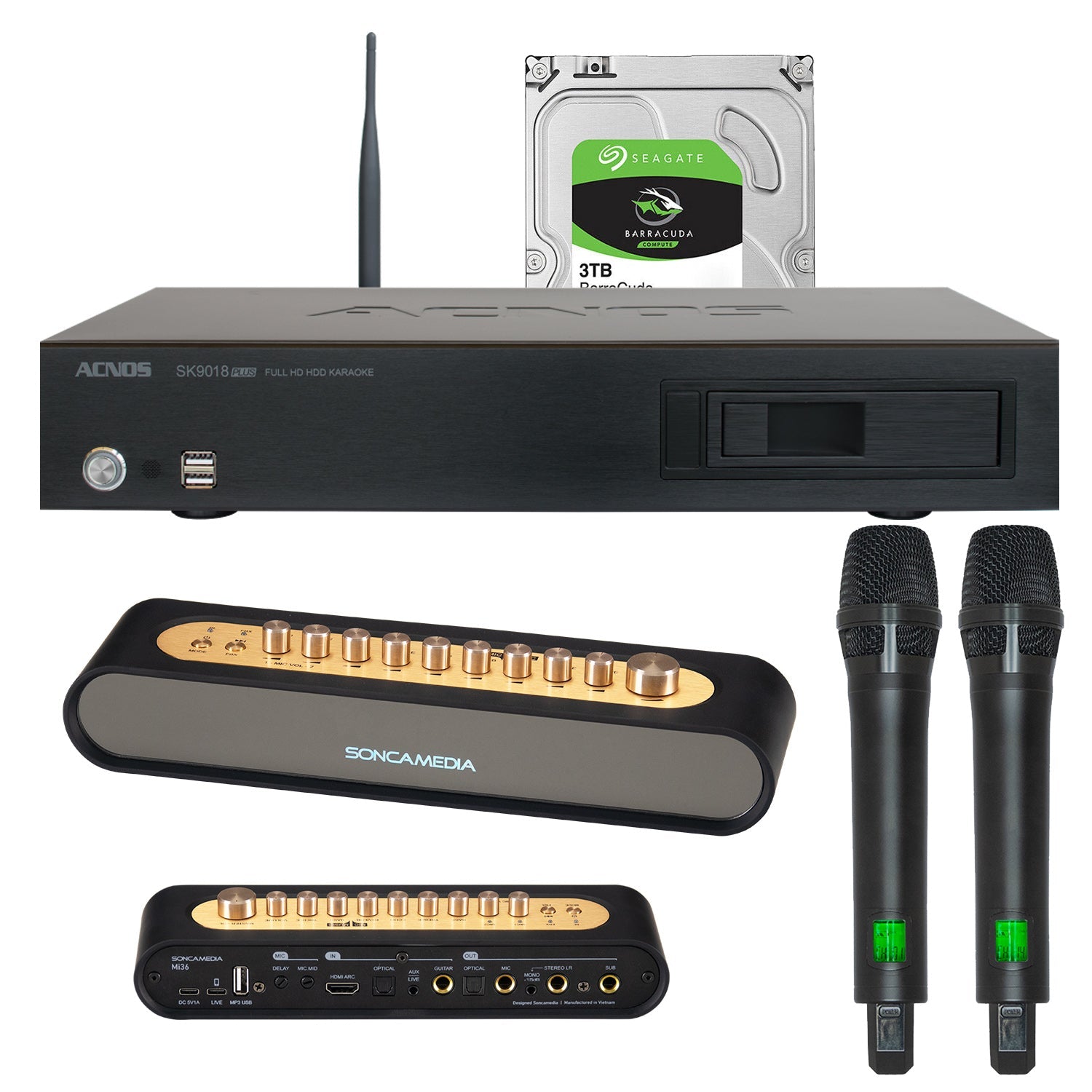 ACNOS SK9018PLUS + Mi - 36 Mixer + Wireless Microphones (Package Deal) - Karaoke Home Entertainment
