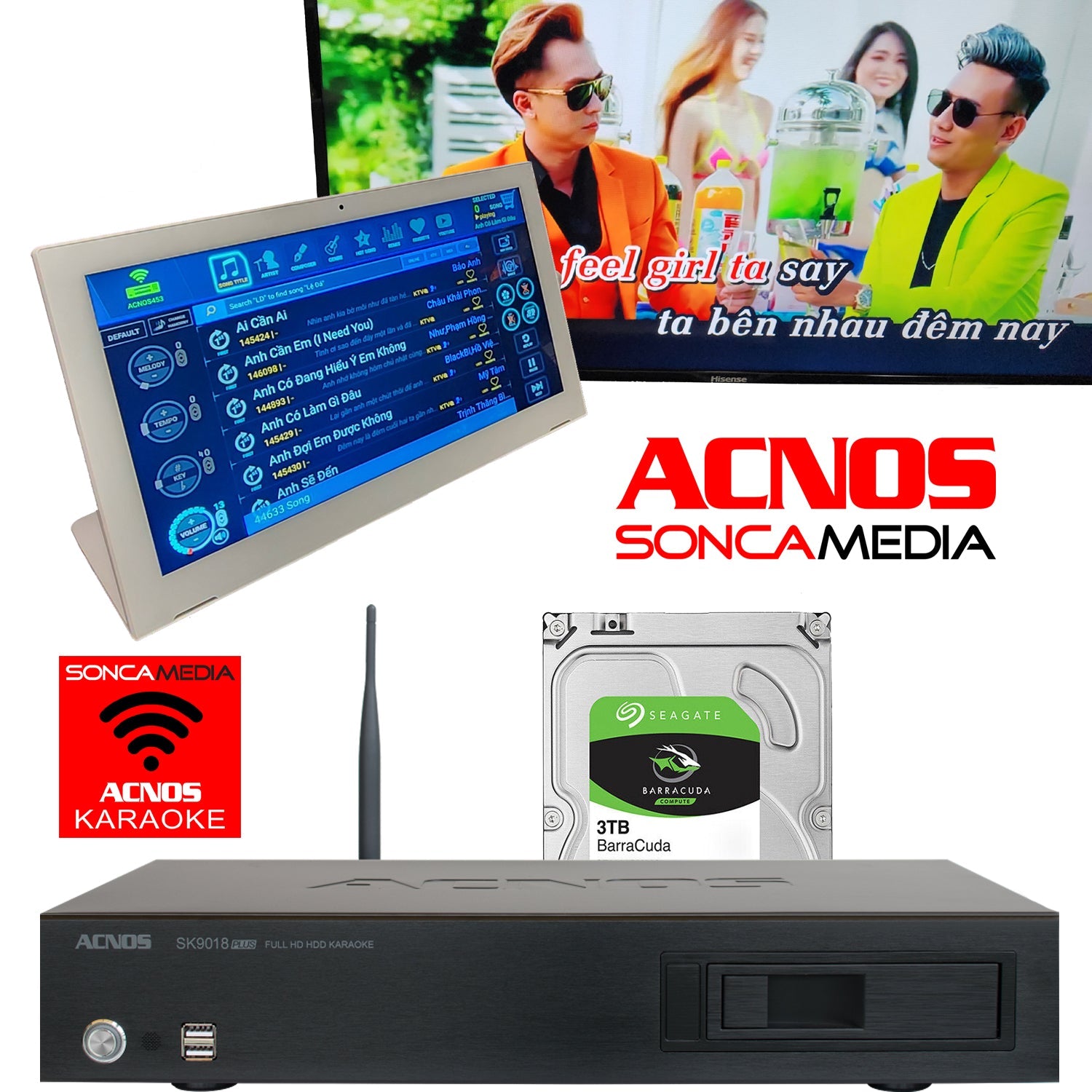 ACNOS SK9018PLUS Vietnamese Karaoke 3TB Hard Drive System (60,000 Songs) (WIFI) (YOUTUBE) - Karaoke Home Entertainment
