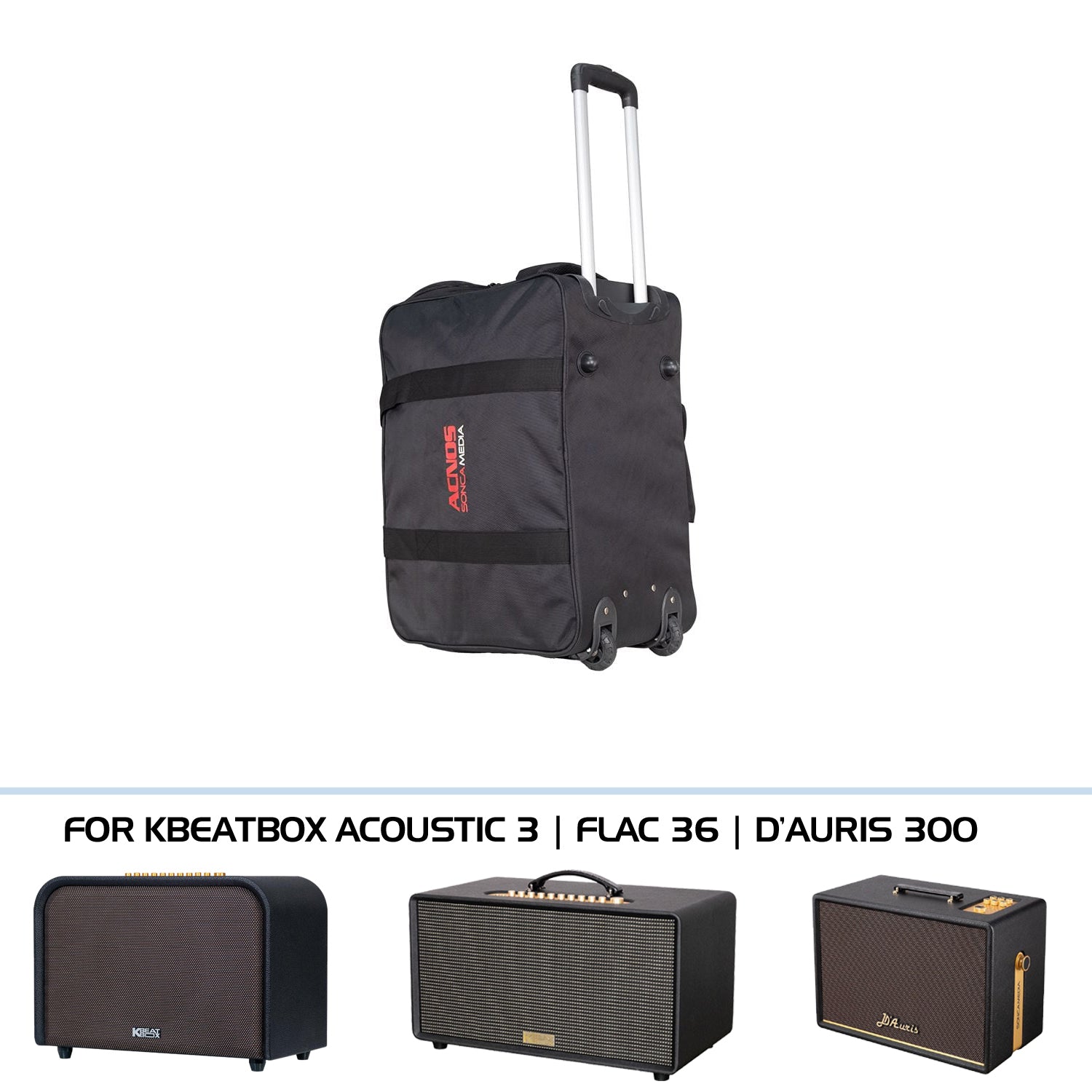 Deluxe Carry Bag with Trolley Handle for KBEATBOX Acoustic 3 | Flac 36 | D'Auris 300
