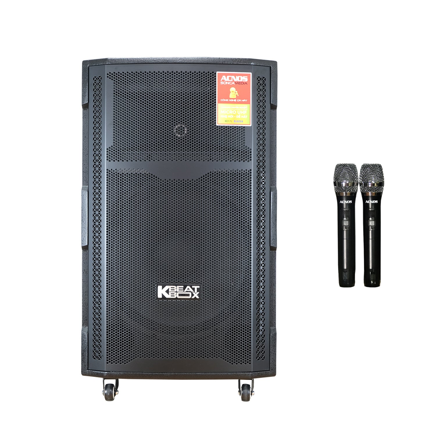 KBeatBox CBZ-16GN [150W RMS / 750W PMPO] Karaoke Powered Speaker System + 2 Wireless Mic's + Karaoke Cloud App
