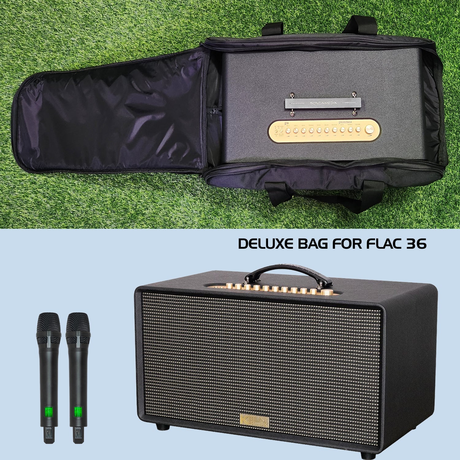 Deluxe Carry Bag with Trolley Handle for KBEATBOX Acoustic 3 | Flac 36 | D'Auris 300 - Karaoke Home Entertainment