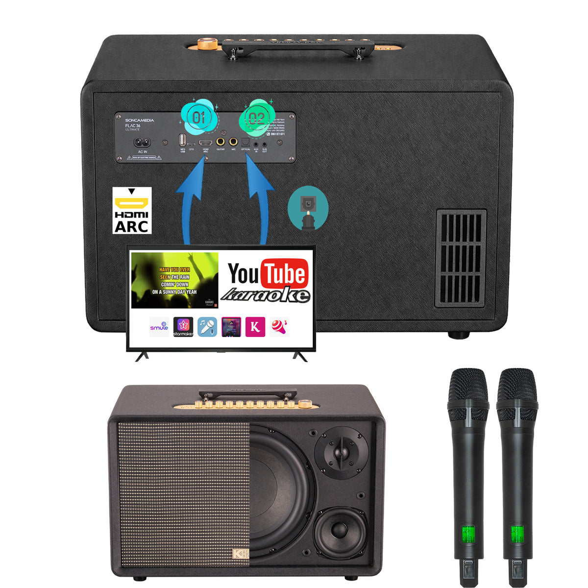 KBEATBOX FLAC 36 Ultimate Karaoke System | 500W RMS | Wireless Microphones