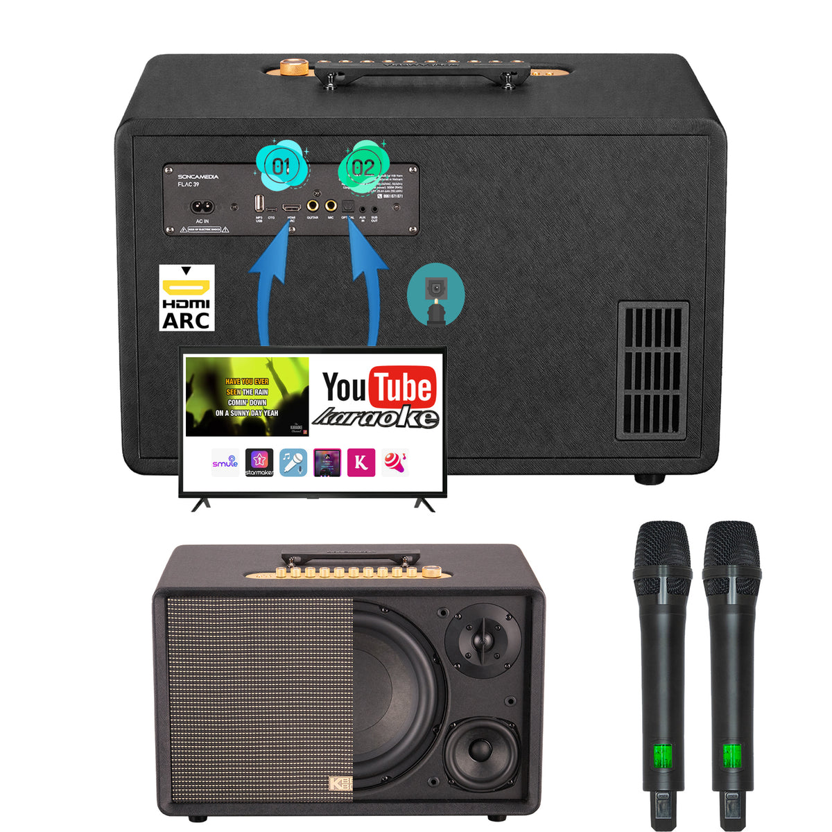 KBEATBOX FLAC 39 Karaoke System | 500W RMS | Wireless Microphones