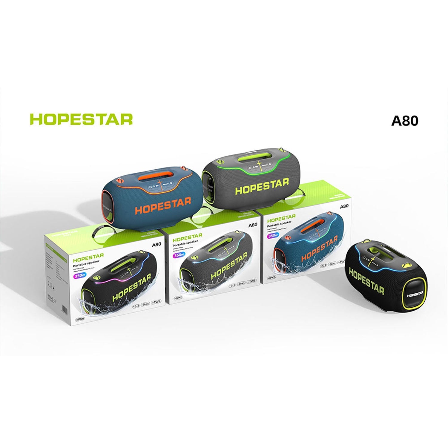 HOPESTAR A80 - Portable Boombox - 350W 6 Speaker Powerhouse - Karaoke Home Entertainment