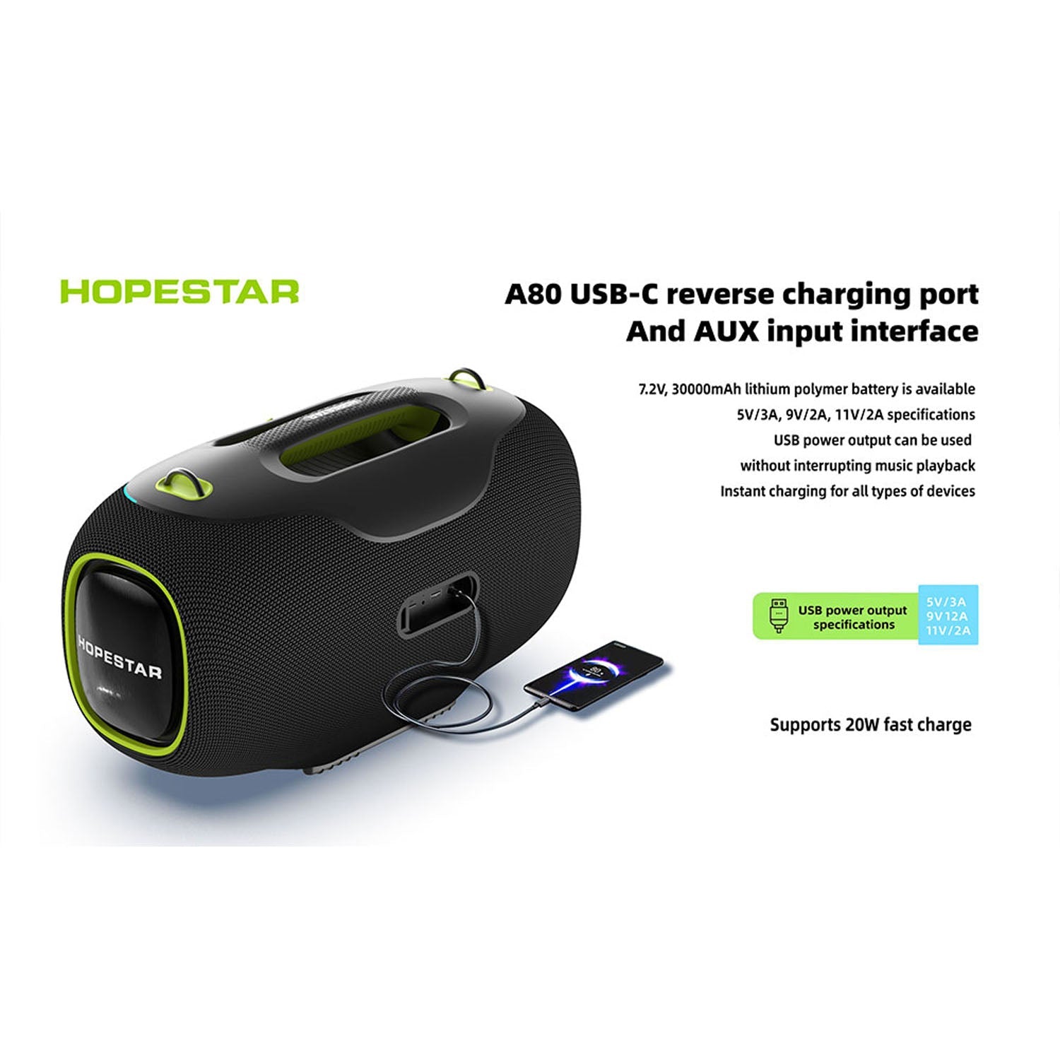 HOPESTAR A80 - Portable Boombox - 350W 6 Speaker Powerhouse - Karaoke Home Entertainment