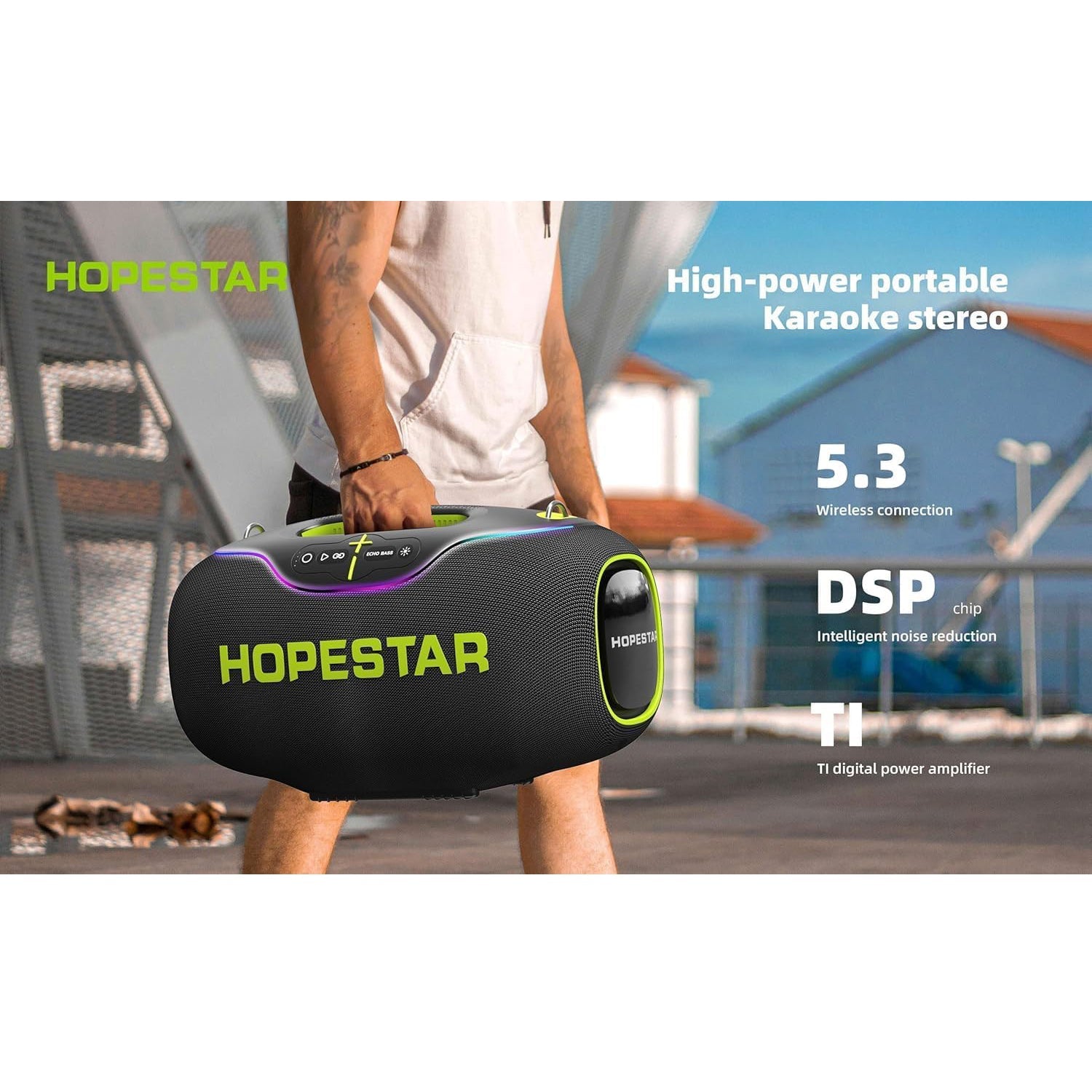 HOPESTAR A80 - Portable Boombox - 350W 6 Speaker Powerhouse - Karaoke Home Entertainment