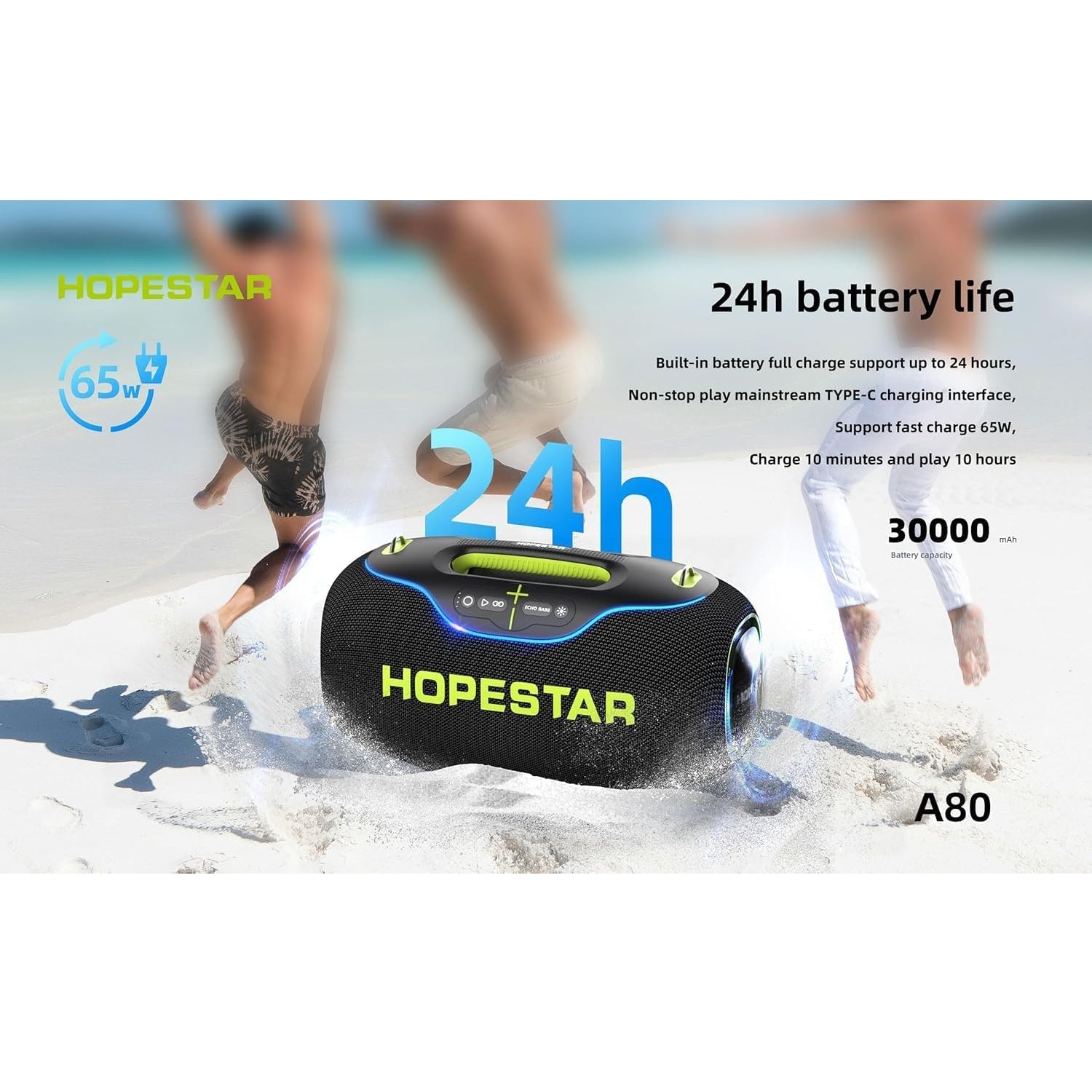 HOPESTAR A80 - Portable Boombox - 350W 6 Speaker Powerhouse - Karaoke Home Entertainment