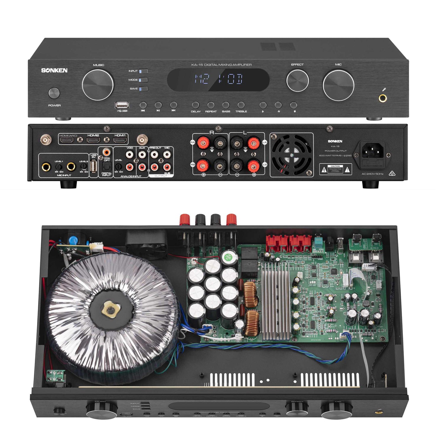 Sonken KA-15 Professional Series Karaoke Mixing Amplifier (600Watts - RMS) + Bluetooth