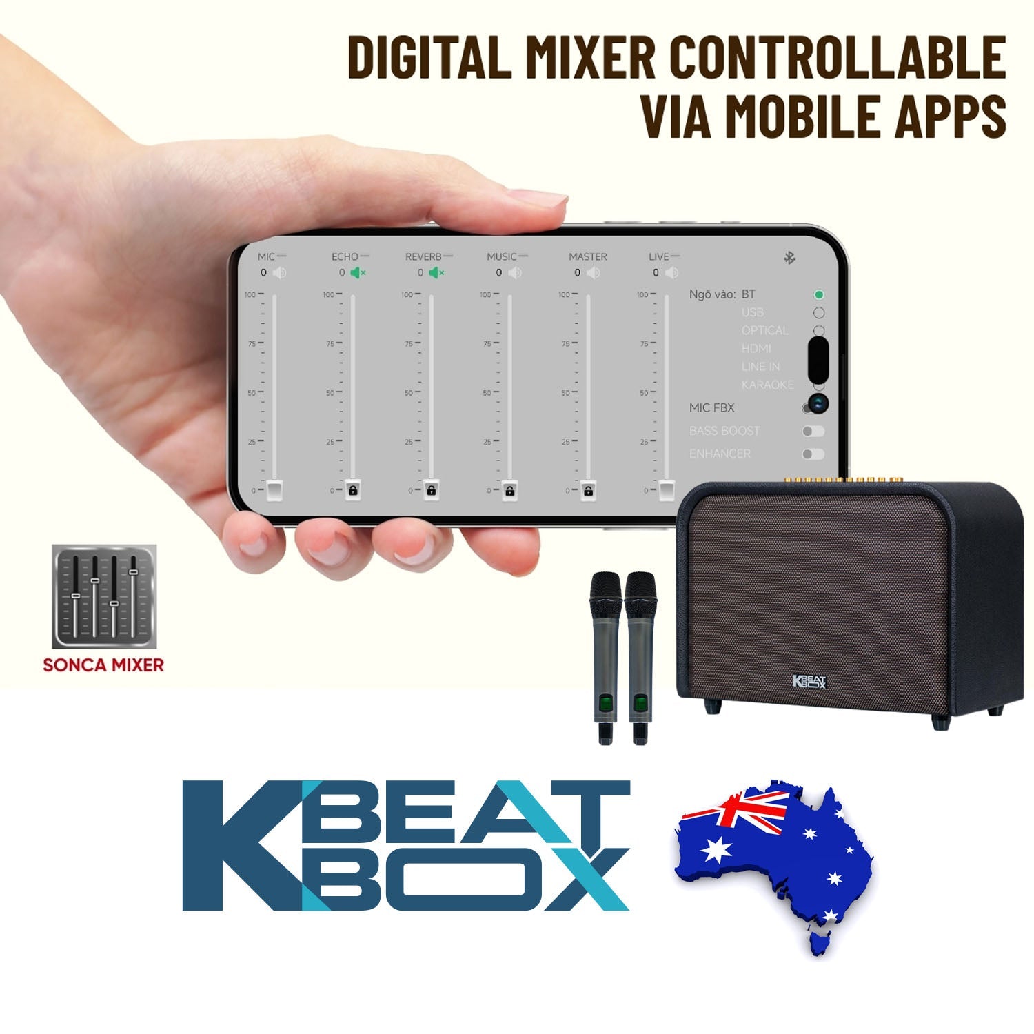 KBEATBOX ACOUSTIC 3 – Premium Karaoke Sound System | 220W RMS | Wireless Mics - Karaoke Home Entertainment