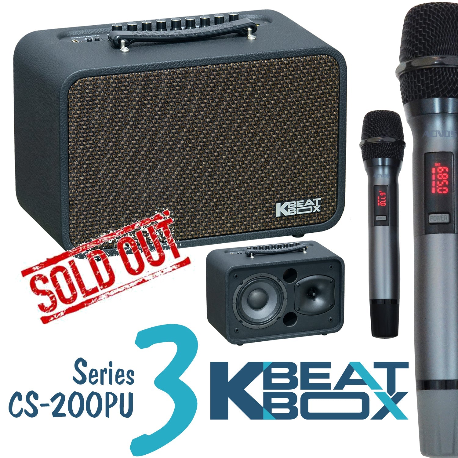 KBEATBOX CS - 200PU V3 – Compact Karaoke Sound System | 80W RMS | Wireless Mics - Karaoke Home Entertainment