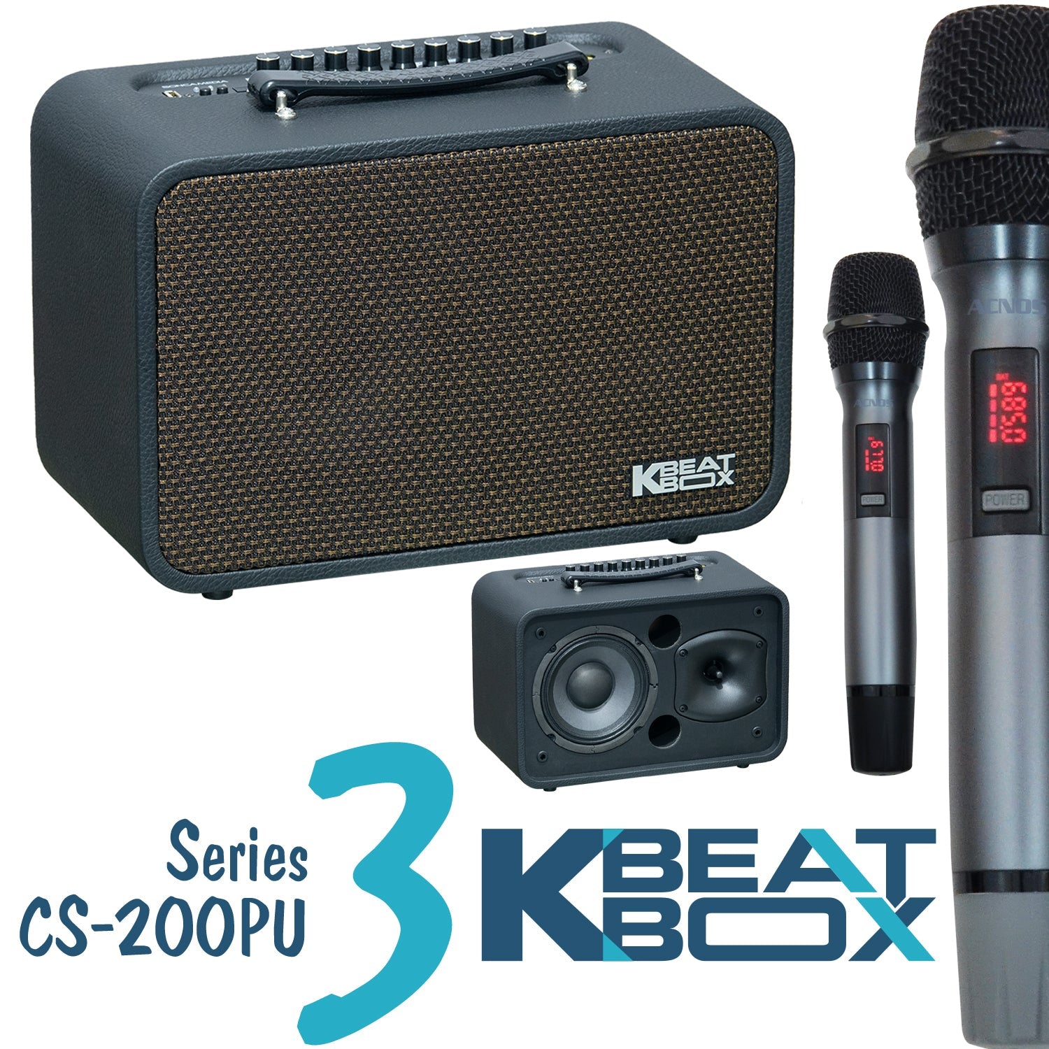 KBEATBOX CS - 200PU V3 – Compact Karaoke Sound System | 80W RMS | Wireless Mics - Karaoke Home Entertainment