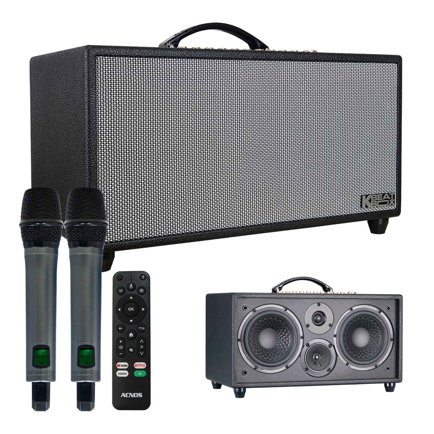KBEATBOX Hi - NET450 Gen2 – Premuim Android Karaoke Speaker System | 200W RMS | Wireless Mics - Karaoke Home Entertainment