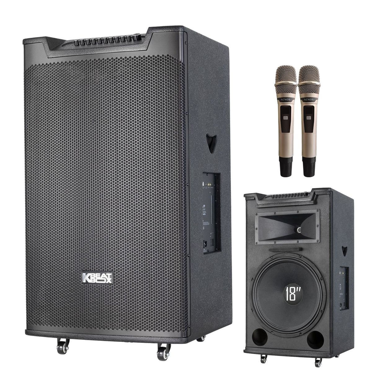 KBEATBOX TOP 530 Karaoke System | 18" Speaker | 300W RMS | Wireless Microphones - Karaoke Home Entertainment