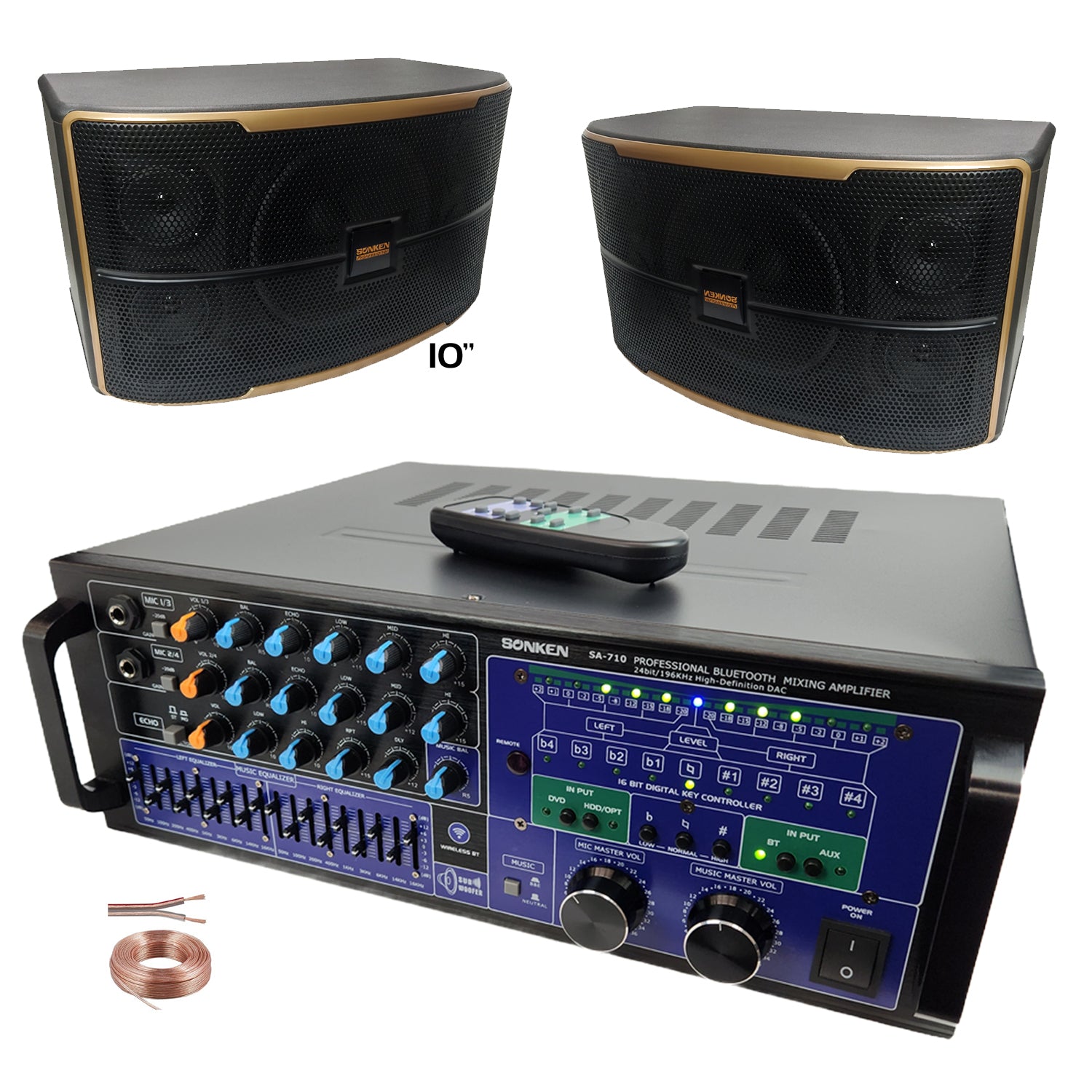 Sonken SA-710 Karaoke Mixing Amplifier + CS-600 (10") Speakers - Special Package Deal