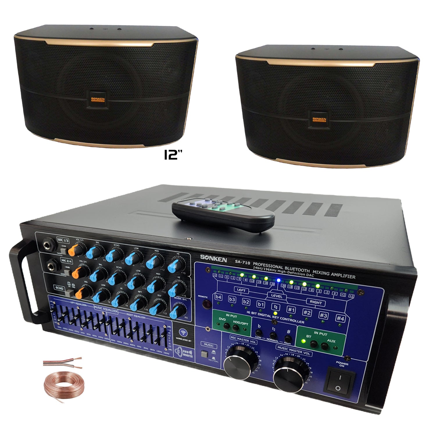 Sonken SA-710 Karaoke Mixing Amplifier + CS-612 (12") Speakers - Special Package Deal