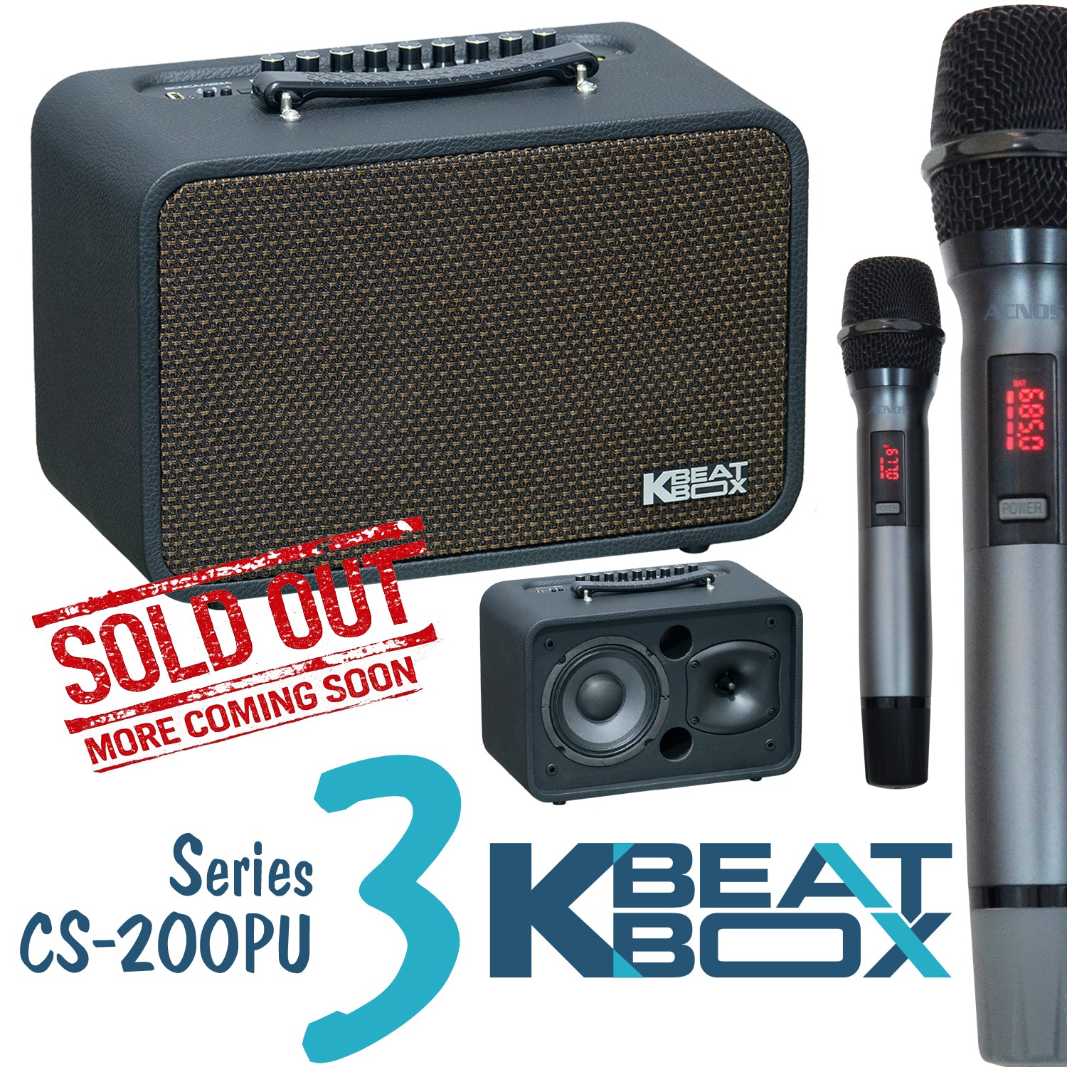 KBEATBOX CS-200PU V3 – Compact Karaoke Sound System | 80W RMS | Wireless Mics