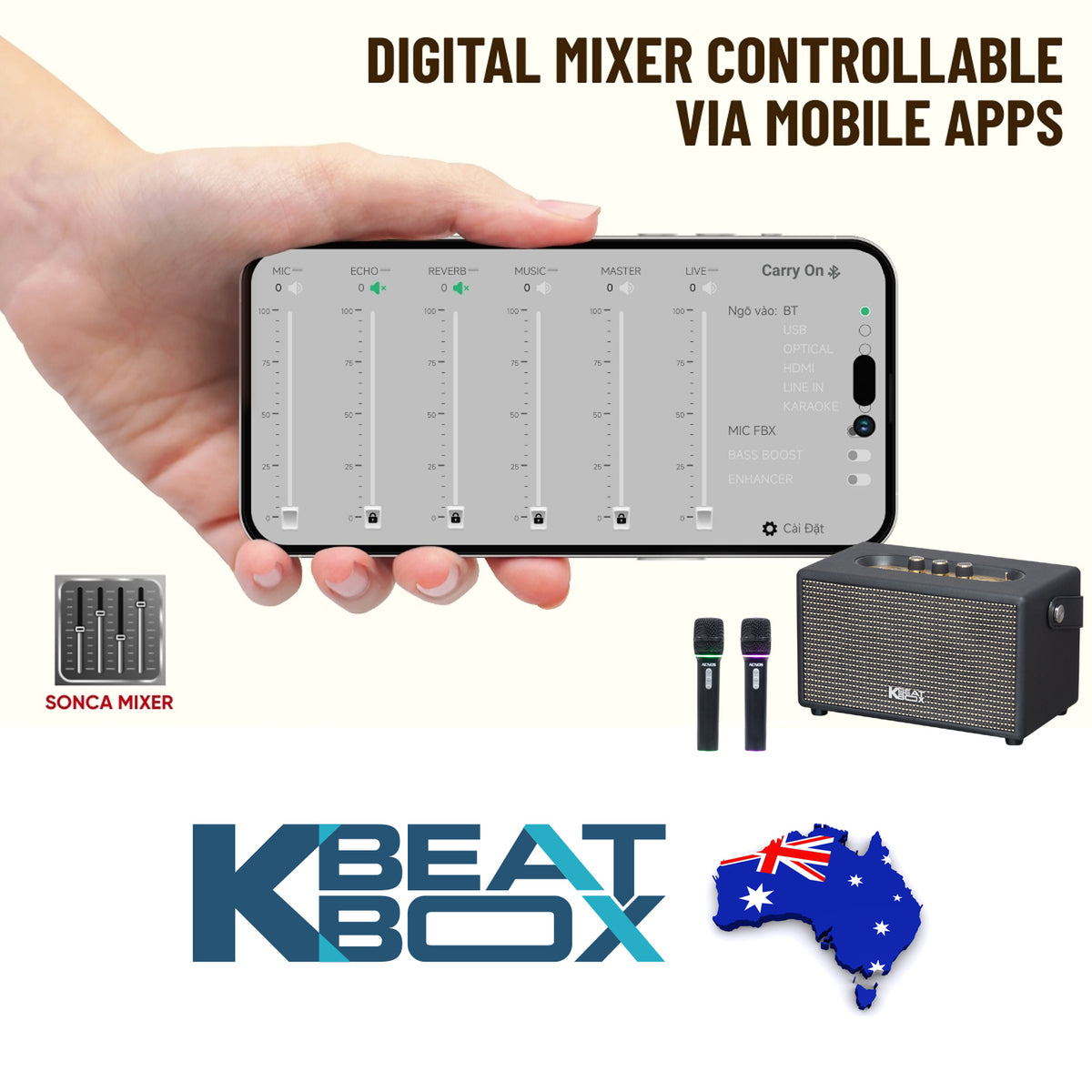 KBEATBOX S-60 Ultra-Compact Karaoke System 60W RMS + Wireless Microphones