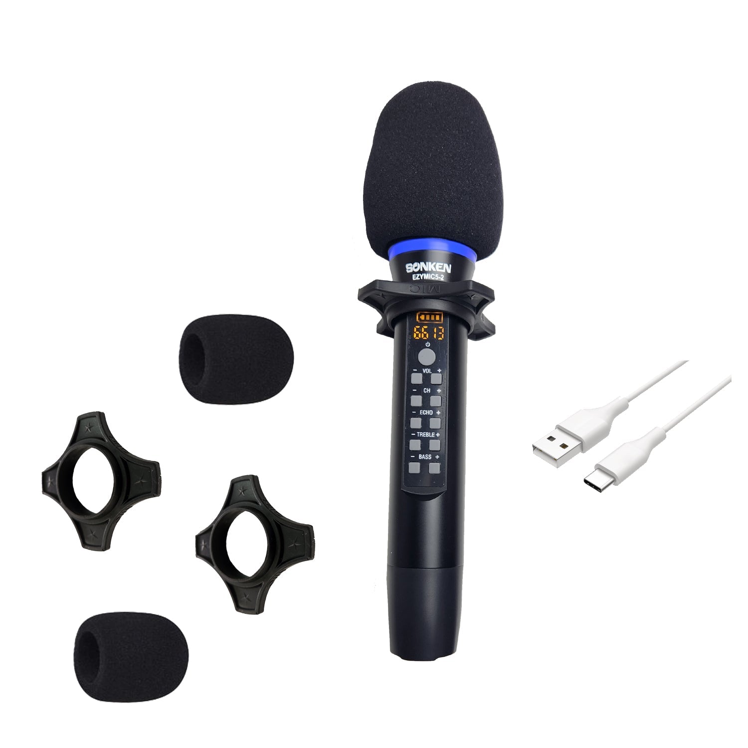 Sonken Ezy Mic 5.2 Universal UHF Wireless Microphones (with Effects) + Bluetooth - Karaoke Home Entertainment