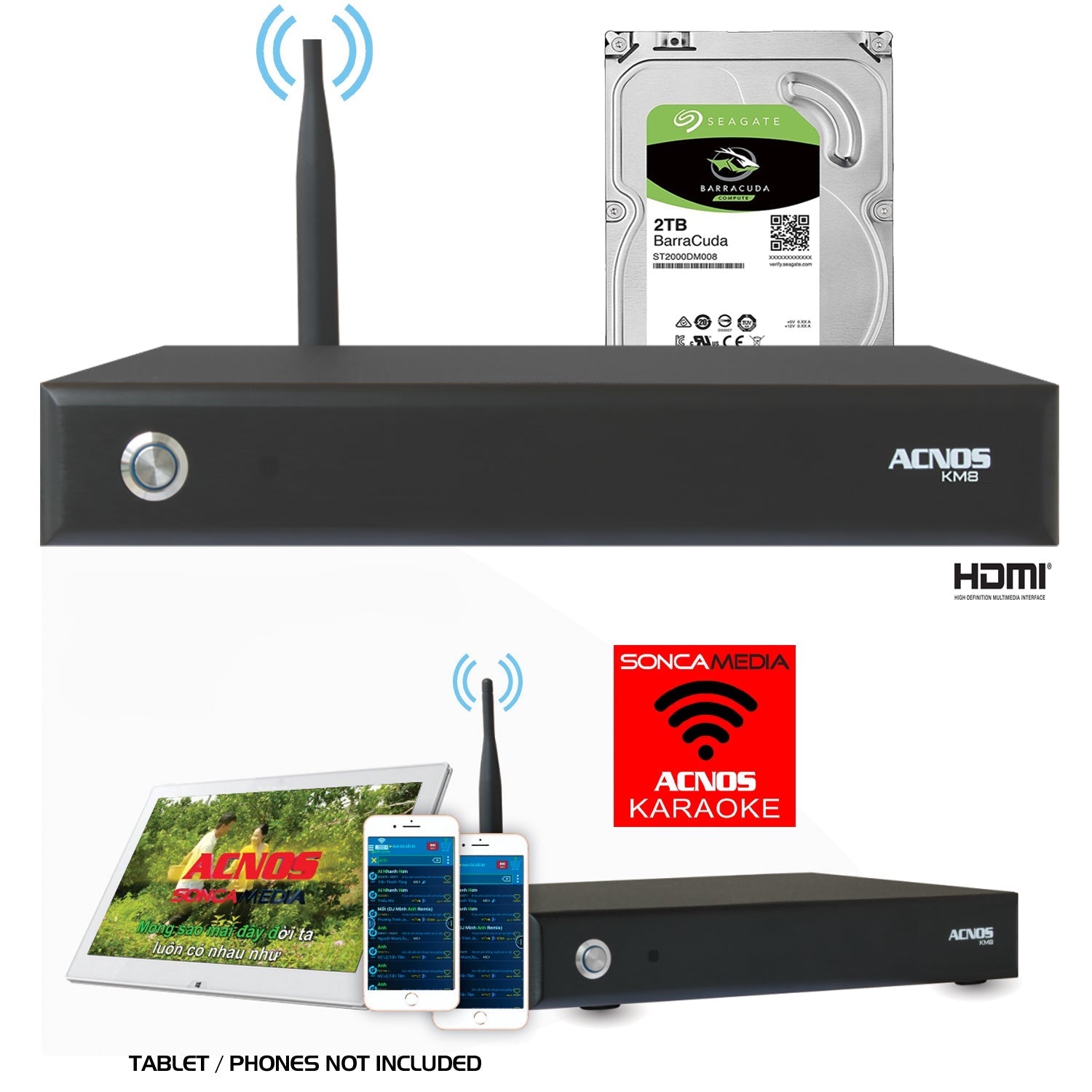 Sonken Home Karaoke Studio Package Deal (SA - 710 Amp + CS - 450 (10") Speakers + WM - 800D Wireless Mics + KM - 8 Vietnamese HDD) - Karaoke Home Entertainment