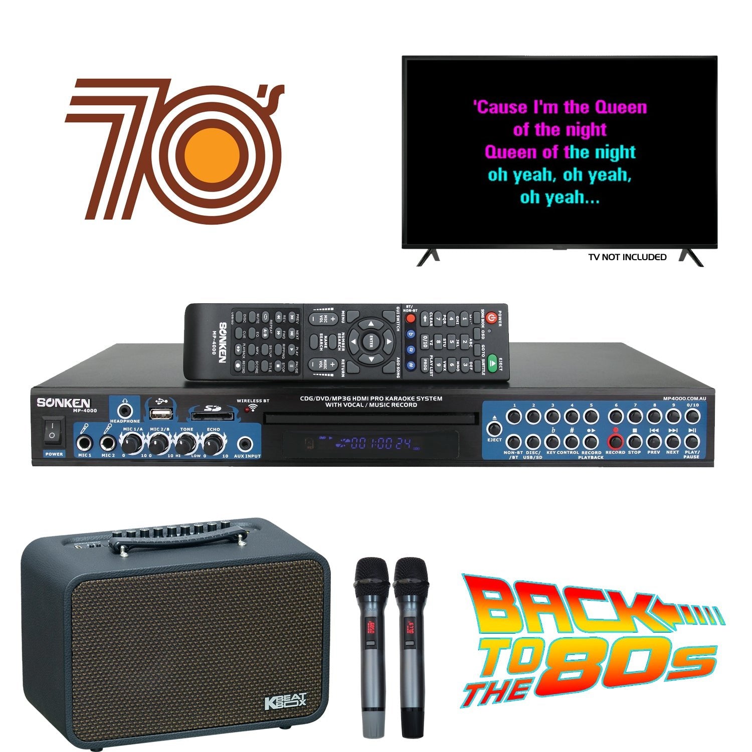 Sonken MP4000 + KBEATBOX CS - 200PU - V3 + 420 Songs from the 70's & 80's - Karaoke Home Entertainment