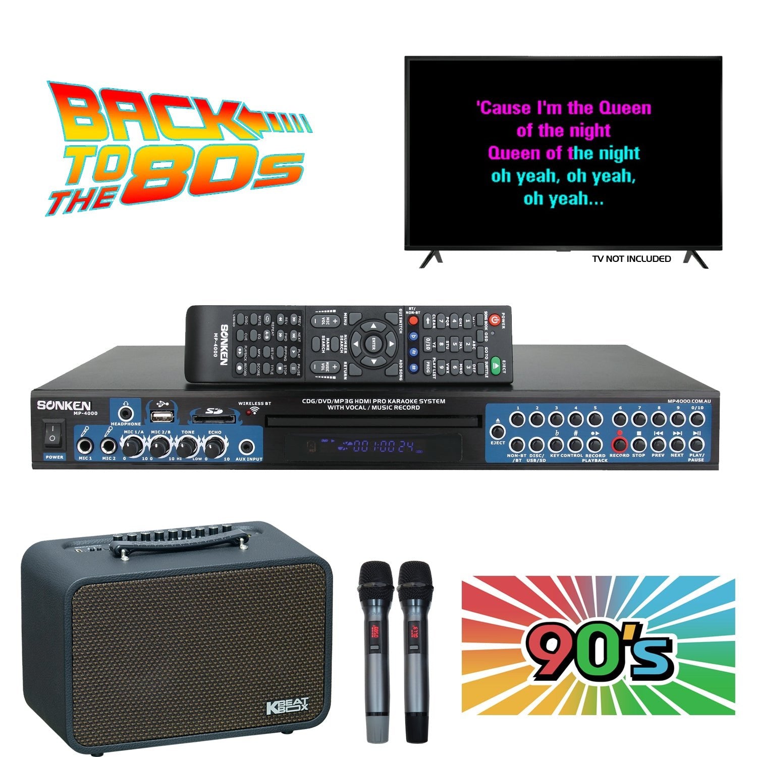 Sonken MP4000 + KBEATBOX CS - 200PU - V3 + 420 Songs from the 80's & 90's - Karaoke Home Entertainment