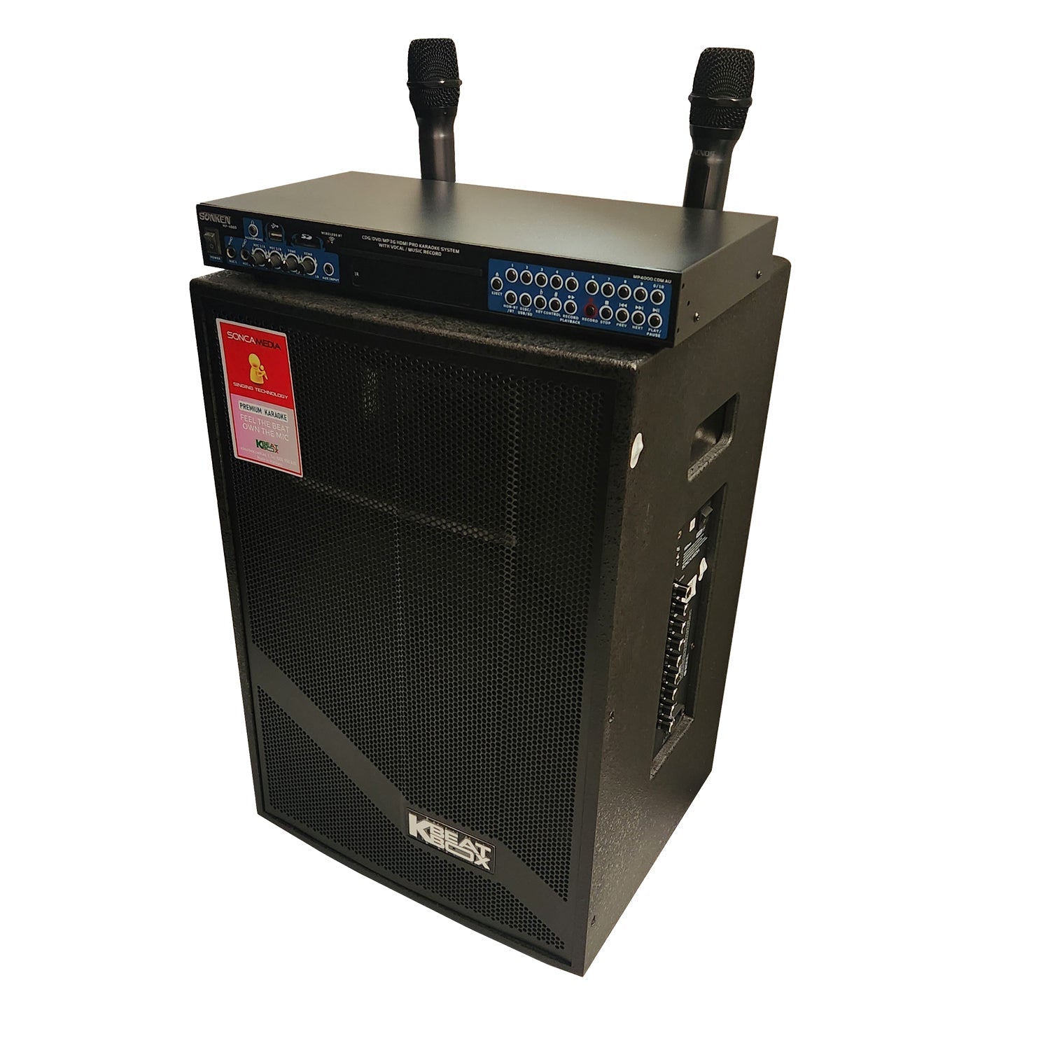 Sonken MP4000 & KBEATBOX KB - 39NEO DJ BUSTER PACK {with 1836 Songs} + 2 Wireless Microphones - Karaoke Home Entertainment