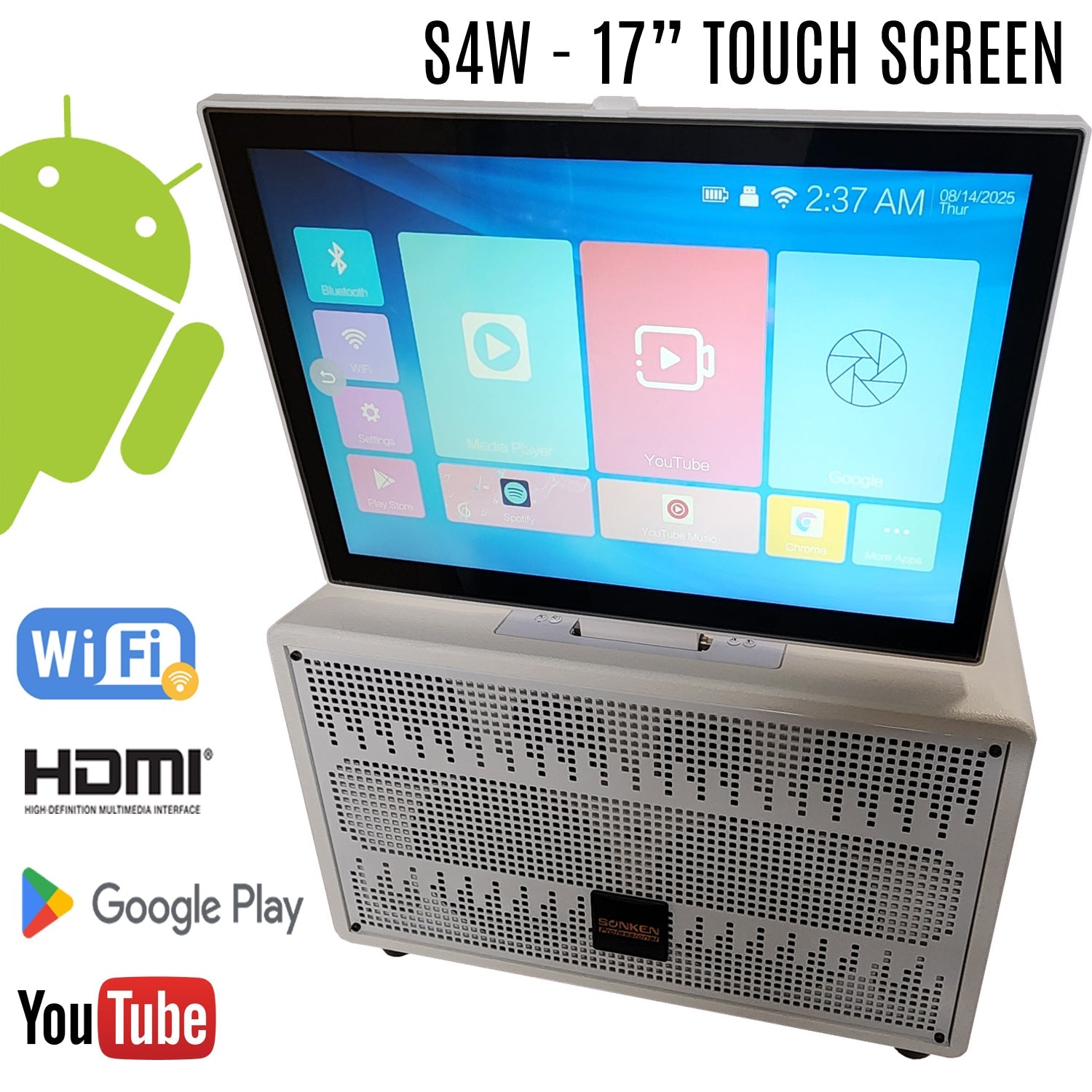 Sonken S4W Max Karaoke All - In - One Touch Screen Portable System - Karaoke Home Entertainment
