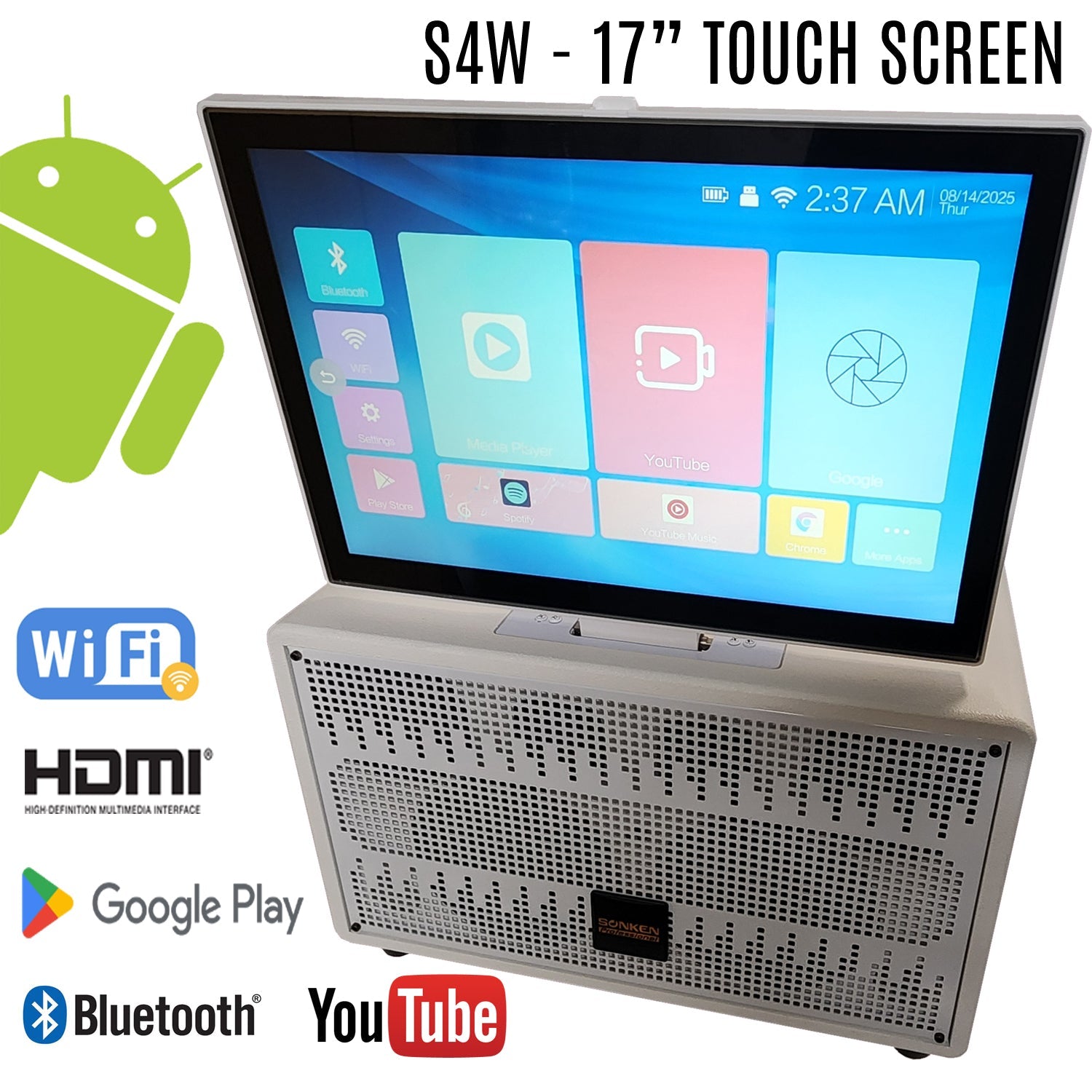 Sonken S4W Max Karaoke All - In - One Touch Screen Portable System - Karaoke Home Entertainment