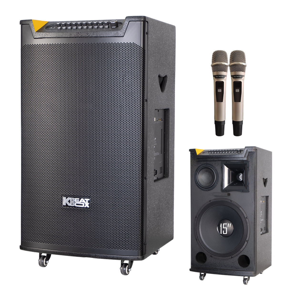 KBEATBOX TOP 430 Karaoke System | 15" Speaker | 300W RMS | Wireless Microphones