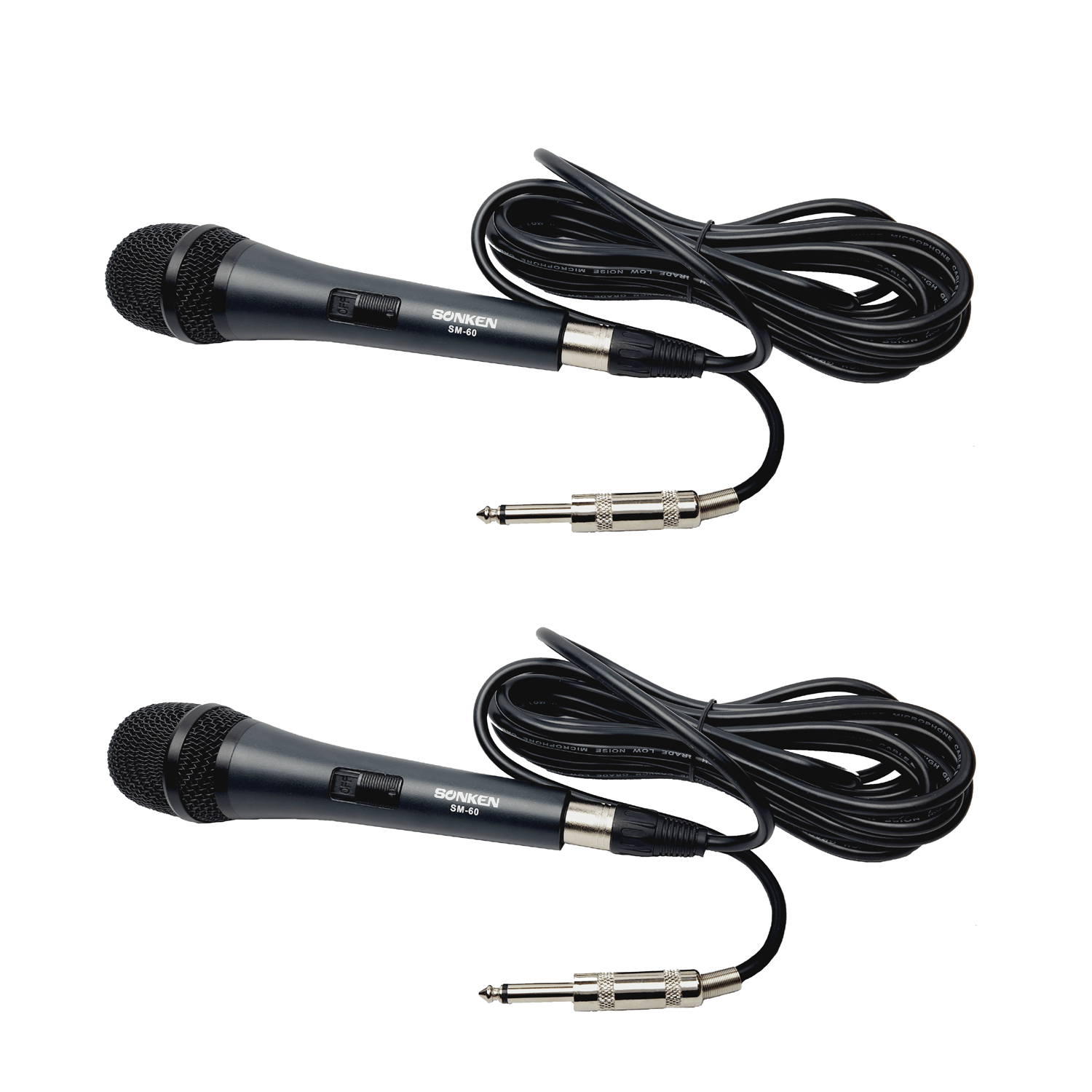 2x Sonken Professonal Wired Microphone with 5m Cable (6.35mm Jack) - Karaoke Home Entertainment