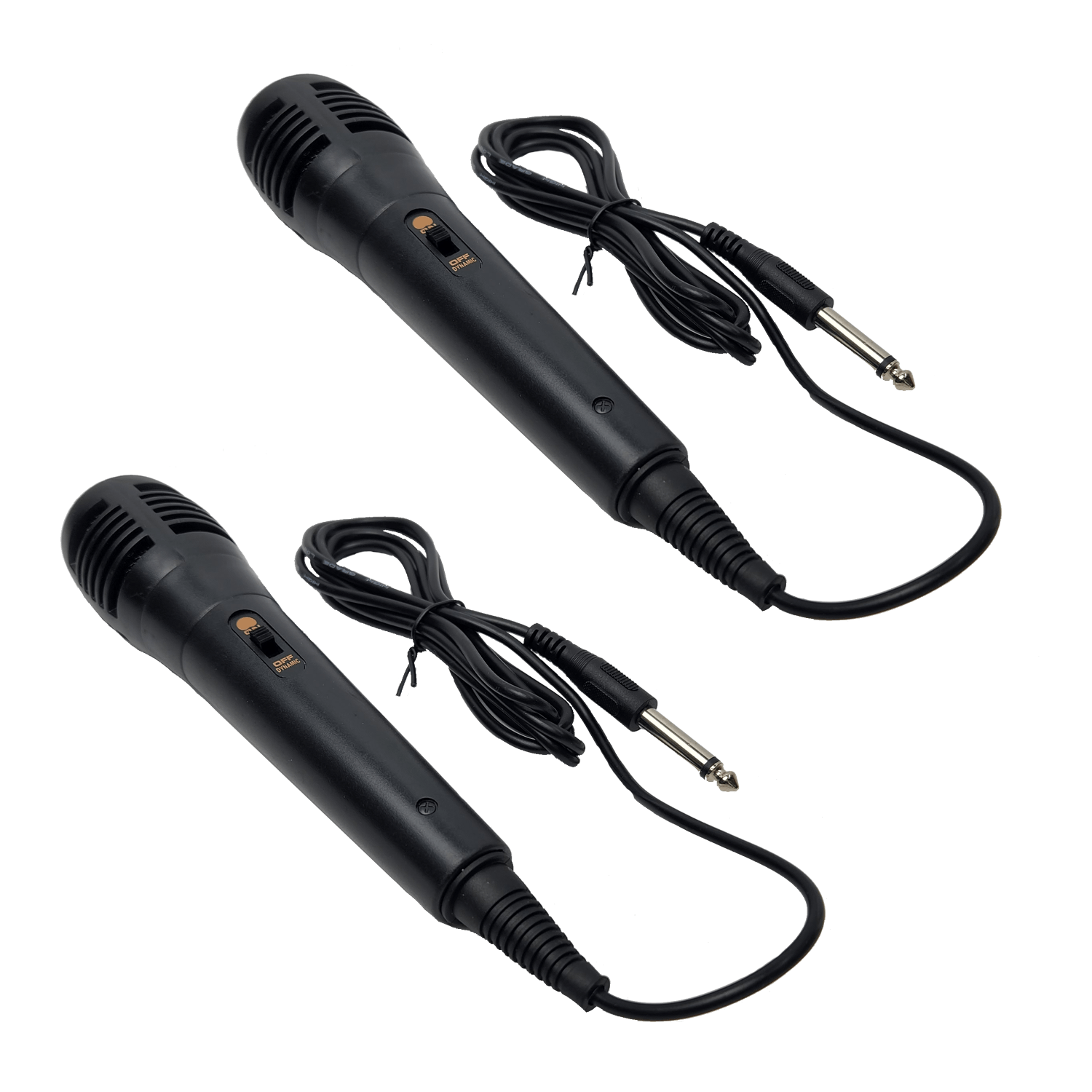 2x Wired Microphones with 2m Cable (6.35mm Jack) - Karaoke Home Entertainment