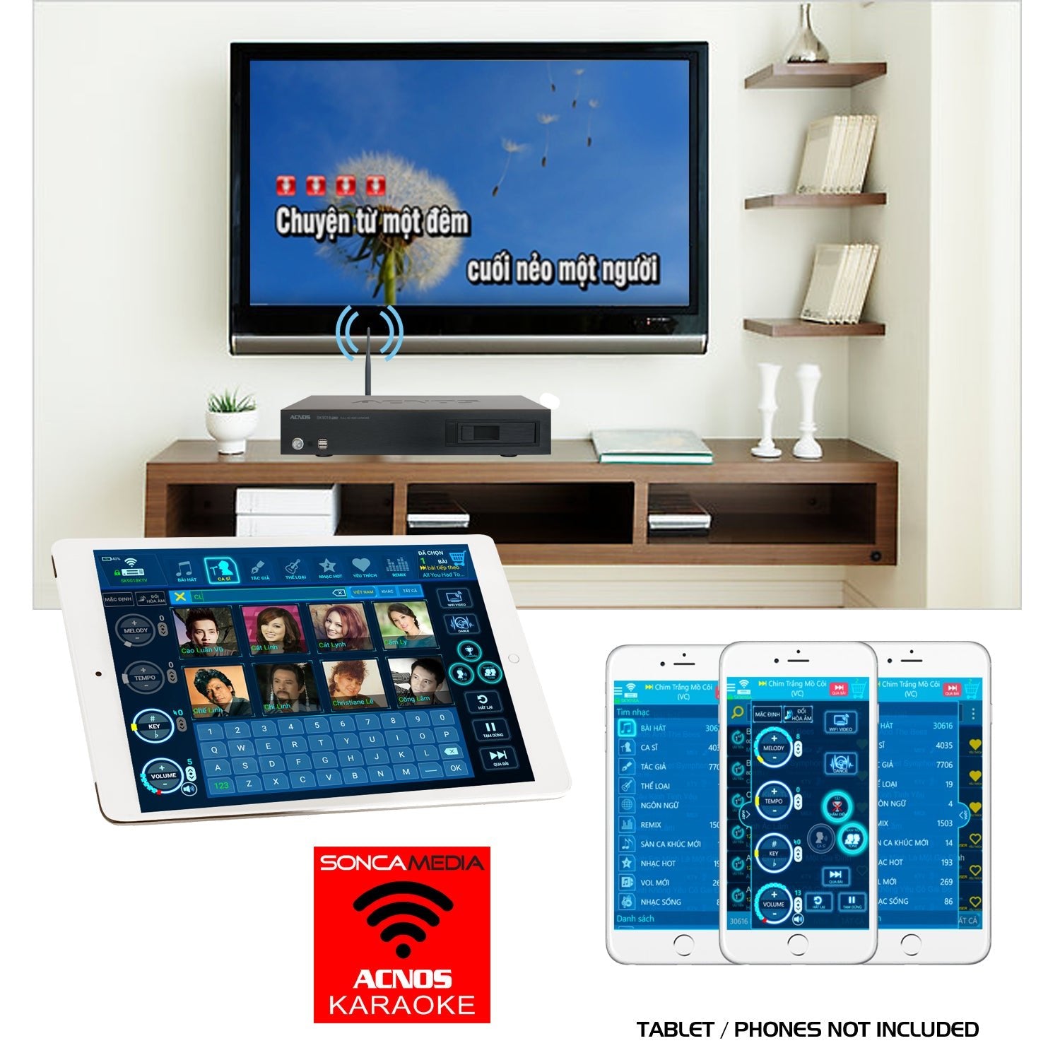 ACNOS SK9018PLUS + Mi-30s Mixer + Wireless Microphones (Package Deal) - Karaoke Home Entertainment