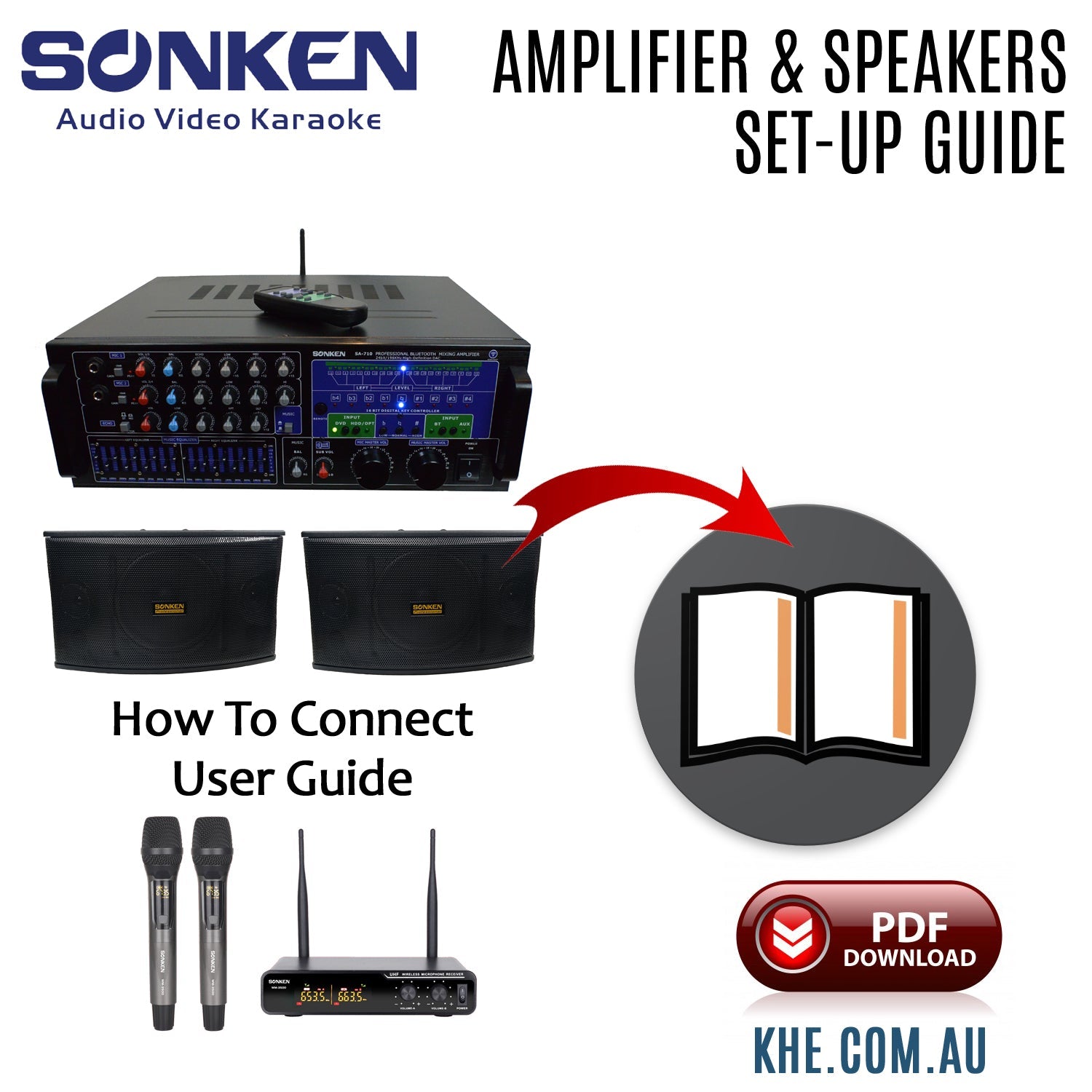 How To Connect Guide - Sonken Amplifier and Speakers - Karaoke Home Entertainment