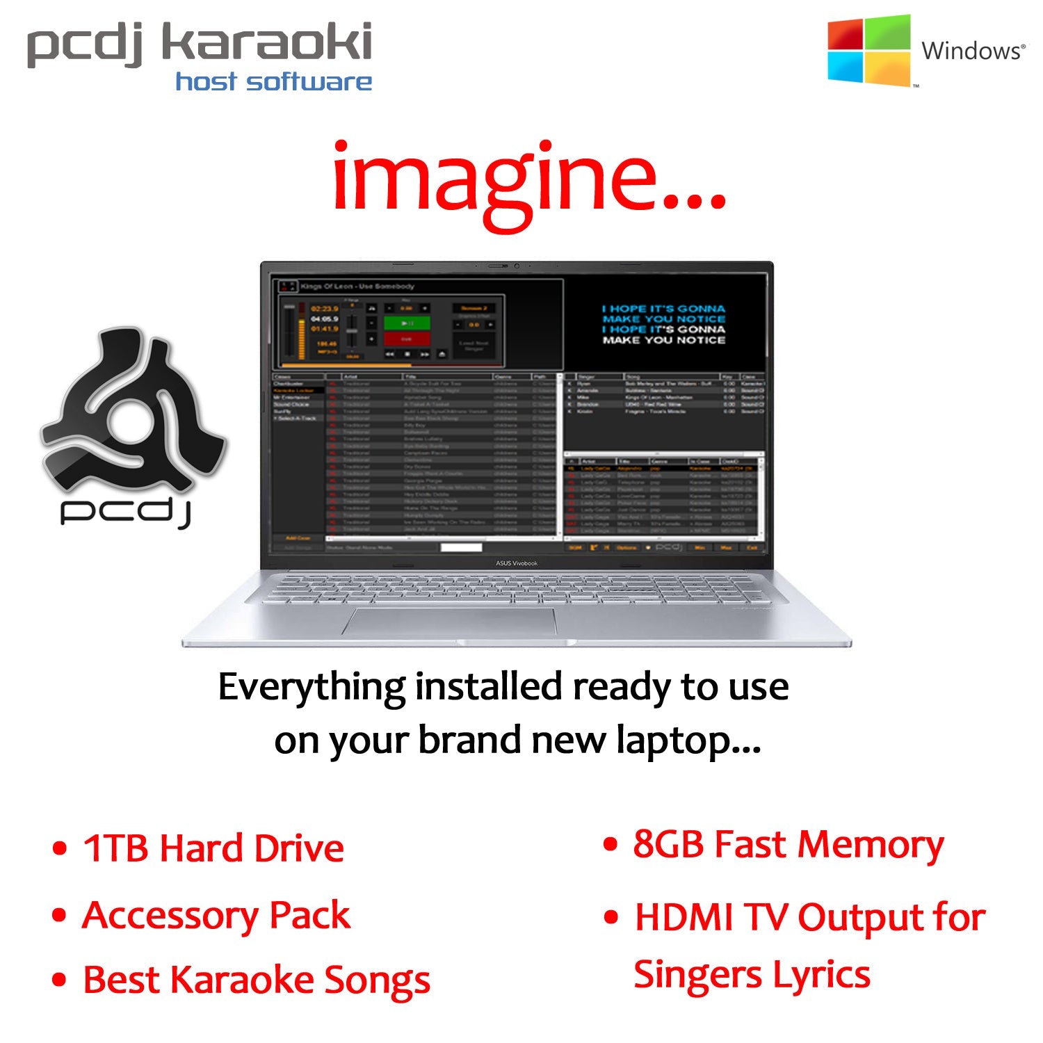 Laptop 17.3" with 8GB Ram and 1 TB Hard Drive for PCDJ Karaoki - Karaoke Home Entertainment