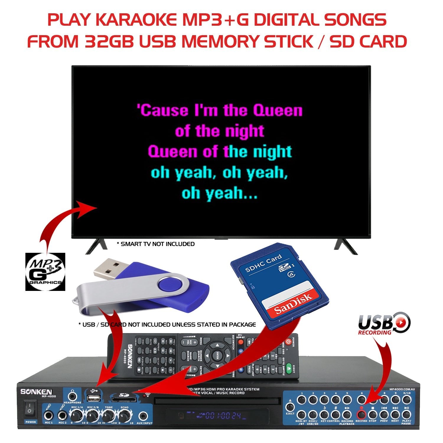 Sonken MP4000 Professional CD+G - DVD - MP3+G Karaoke Machine - Karaoke Home Entertainment