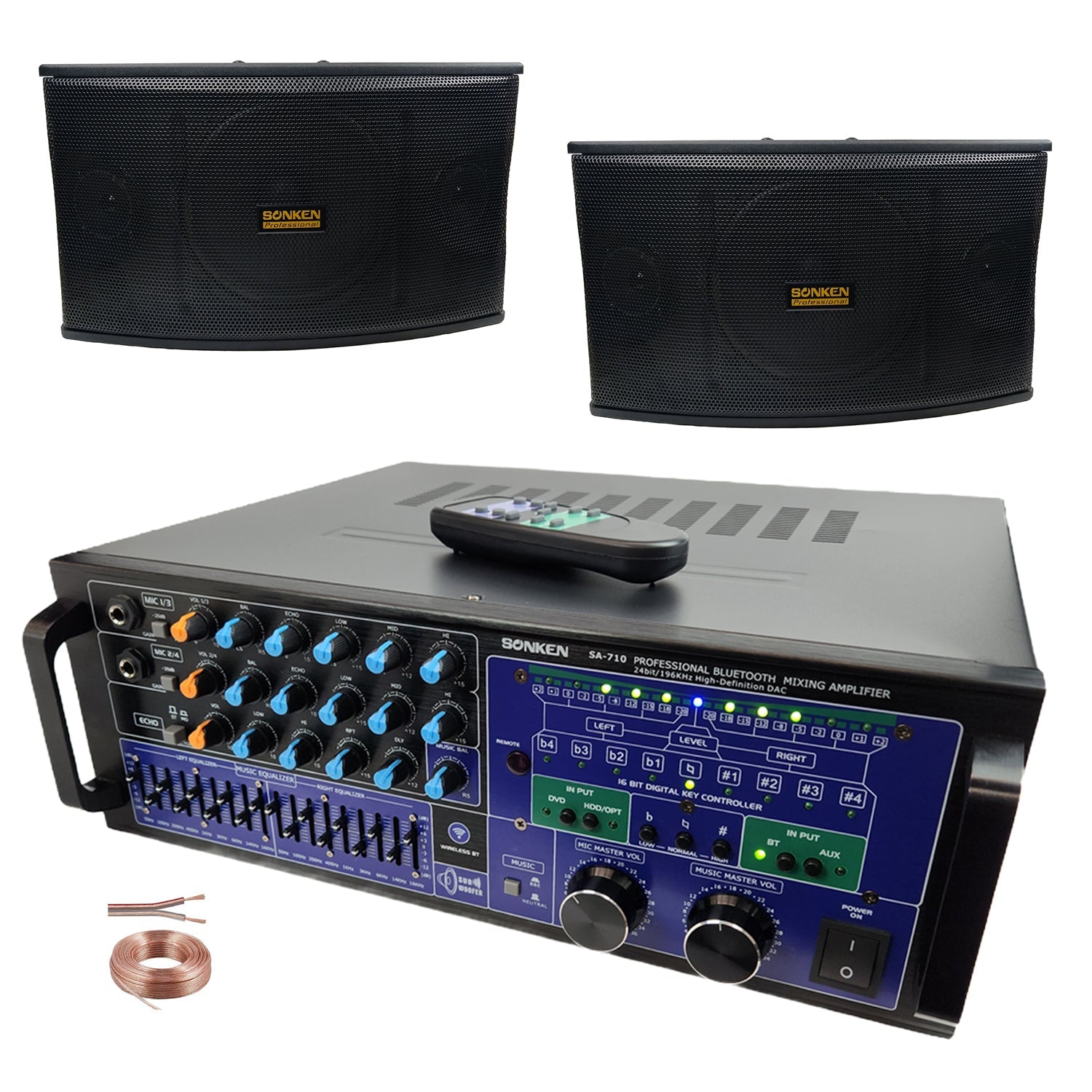 Sonken SA-710 Karaoke Mixing Amplifier + CS-450 (10") Speakers - Special Package Deal - Karaoke Home Entertainment