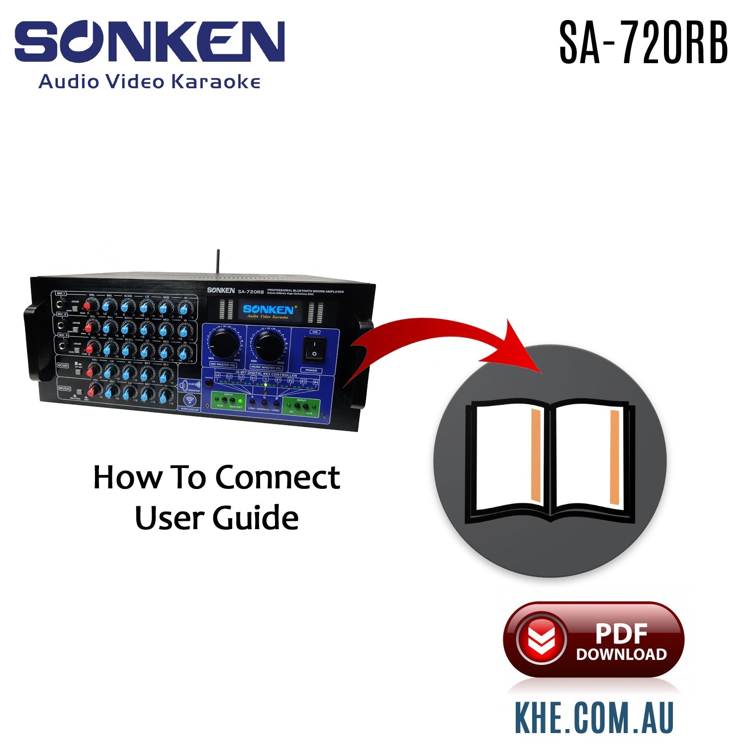 Sonken SA-720RB Mixing Amplifier Original User Guide - Karaoke Home Entertainment