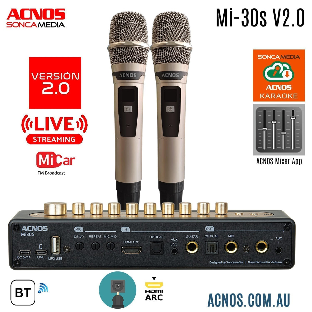 ACNOS Mi-30s (Ver 2.0) Karaoke Mixer with UHF Wireless Mic's