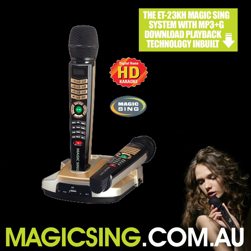 Play Digital Karaoke MP3+G Songs on your Magic Sing ET-23KH Karaoke Sy