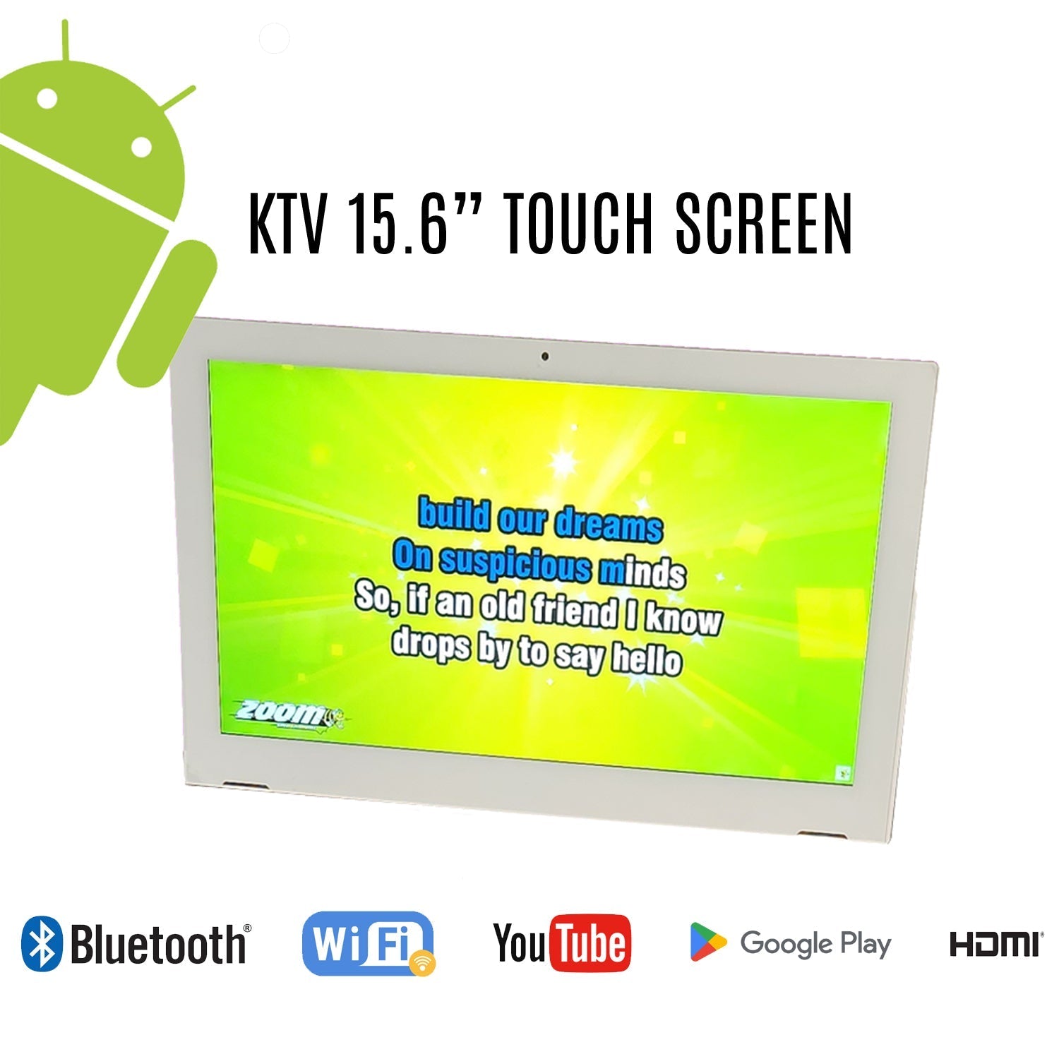 15.6" Karaoke Touch Screen System (Android OS + WIFI + Bluetooth + YouTube) - Karaoke Home Entertainment
