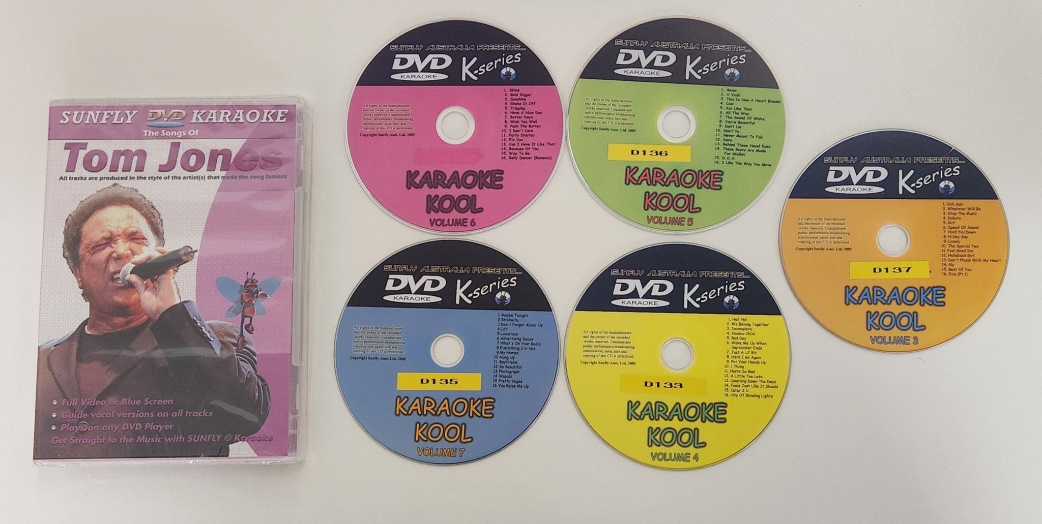 30x Ex-Rental Sunfly Karaoke Vocal On/Off DVDS + Bonus DVDs - Karaoke Home Entertainment
