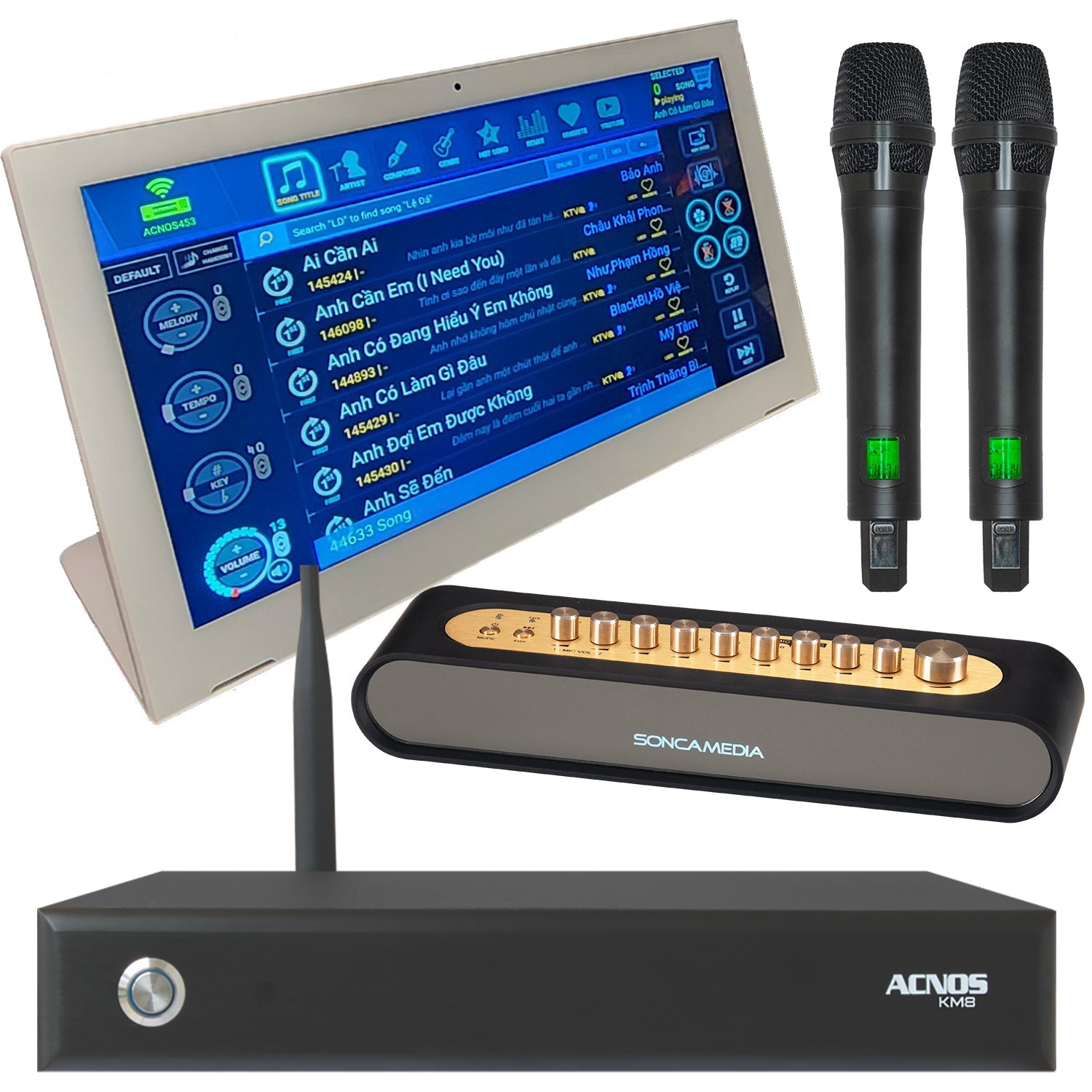 ACNOS KM - 8 + KTV Touch Screen + Mi - 36 Mixer (Mics) (Package Deal) - Karaoke Home Entertainment