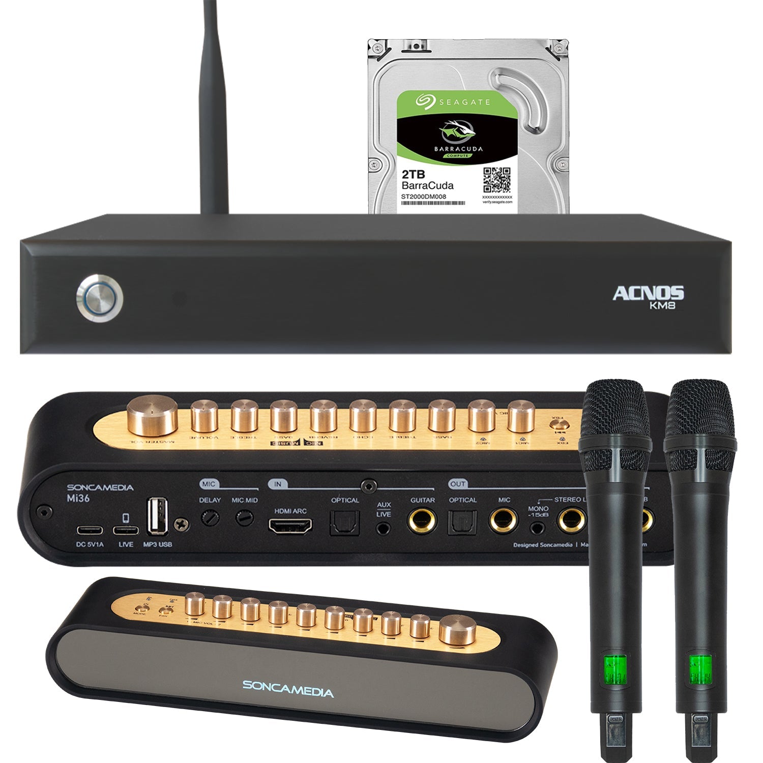 ACNOS KM - 8 + Mi - 36 Mixer + Wireless Microphones (Package Deal) - Karaoke Home Entertainment
