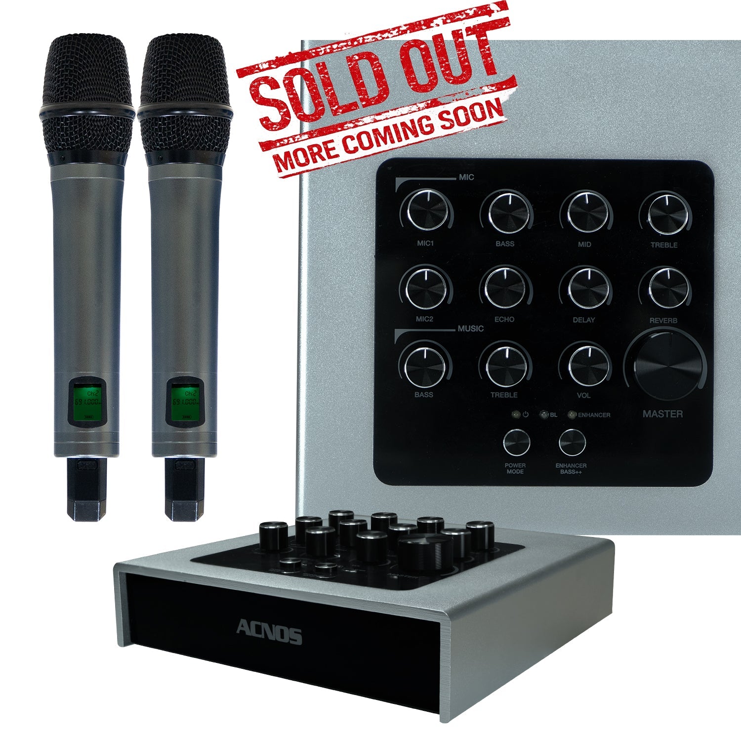 ACNOS Mi - 30u PRO Karaoke Enhancer Mixer + 2 UHF Wireless Microphones - Karaoke Home Entertainment